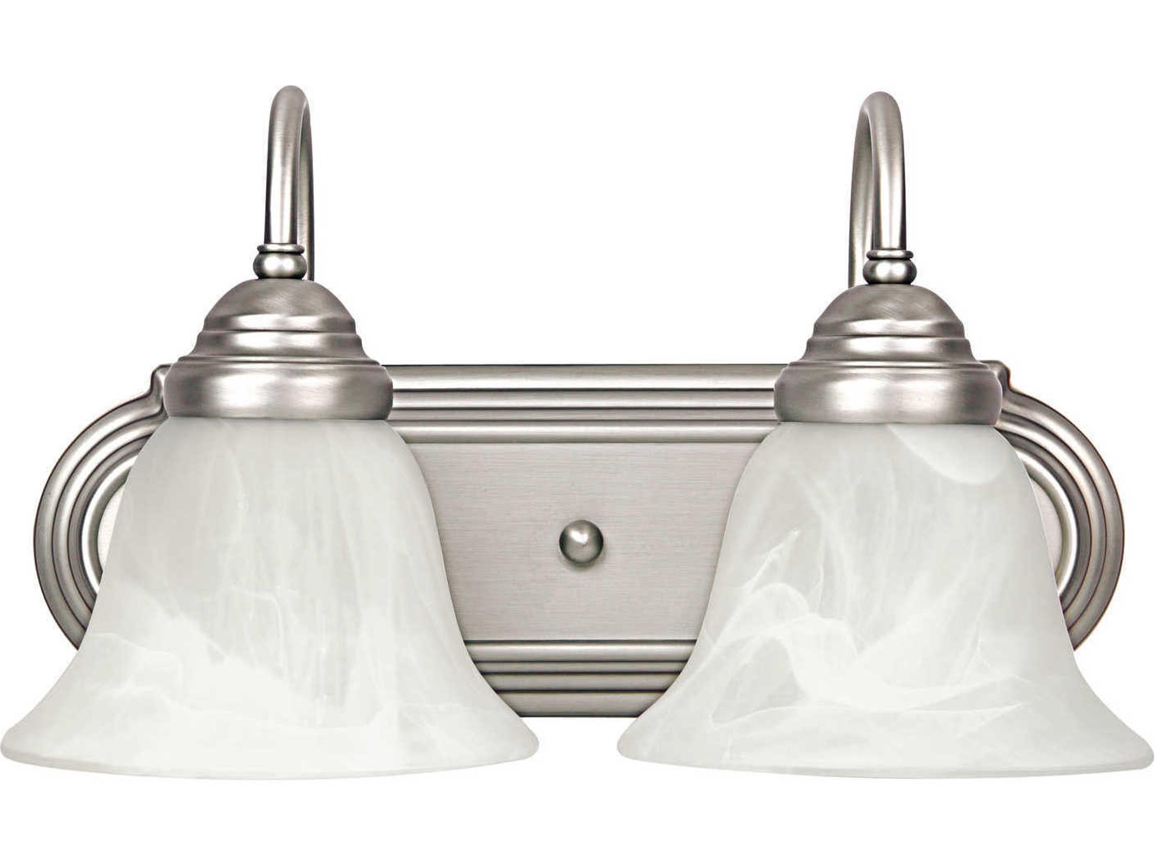 2-Light Matte Nickel Glass Vanity Light