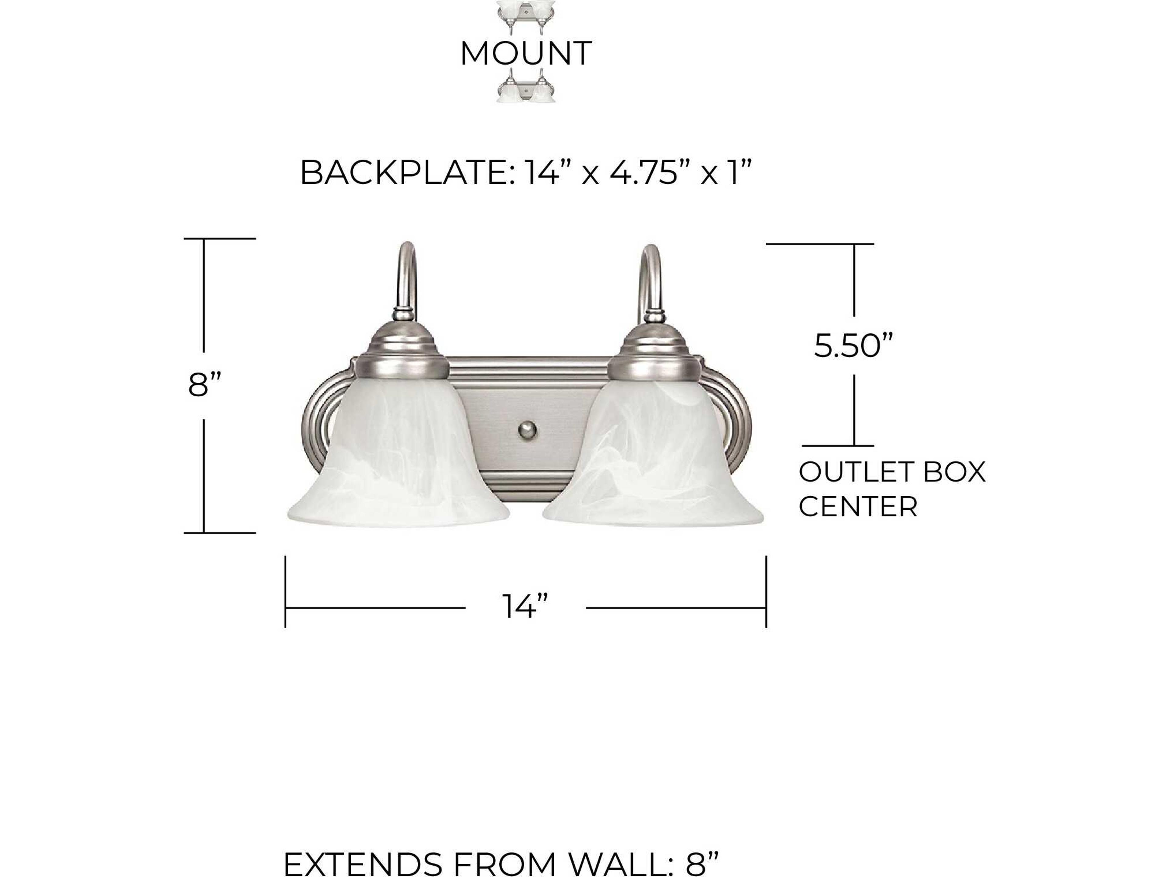 Capital Lighting 2-Light Matte Nickel Glass Vanity Light