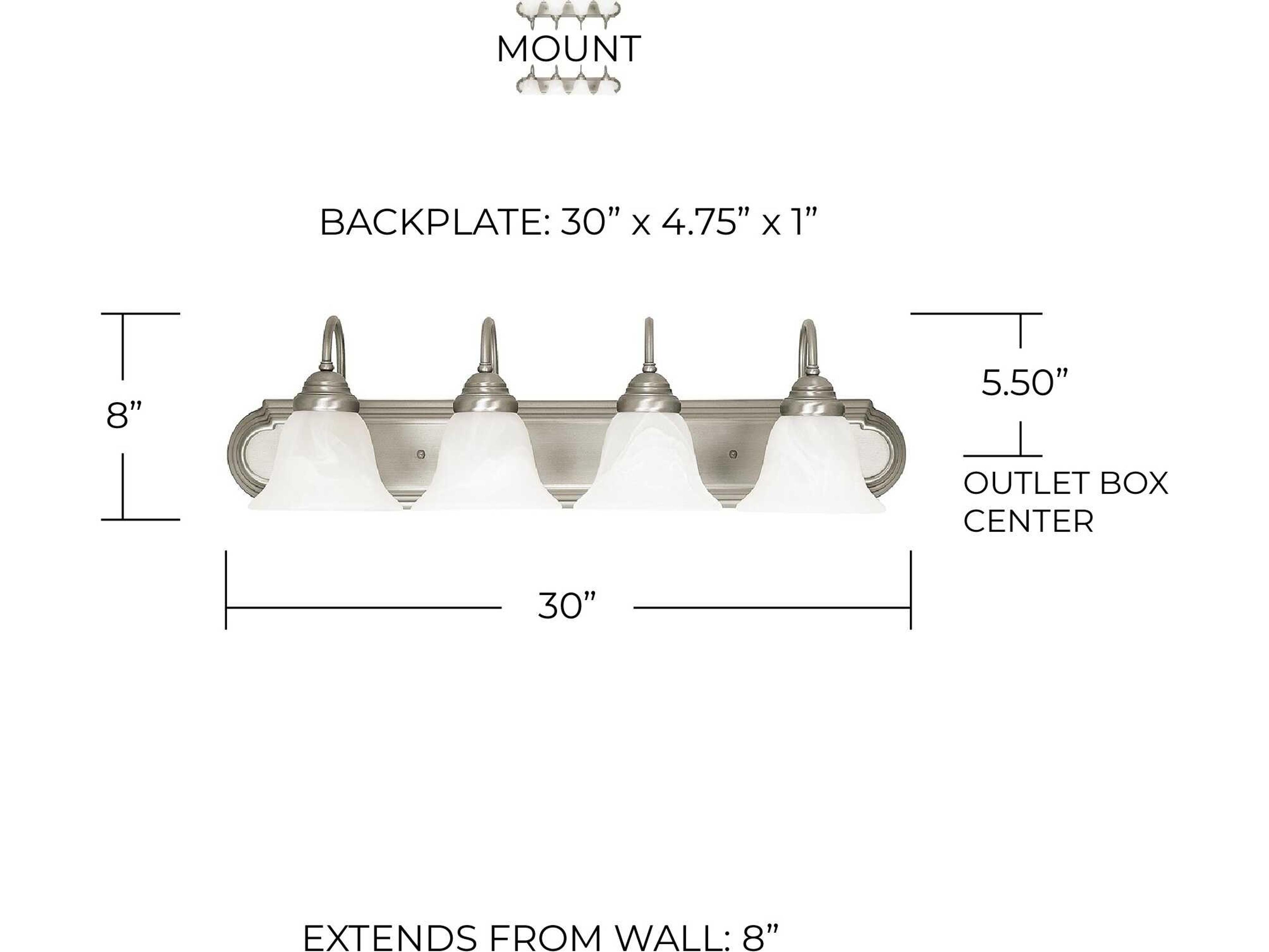 Capital Lighting 4-Light Matte Nickel Glass Vanity Light