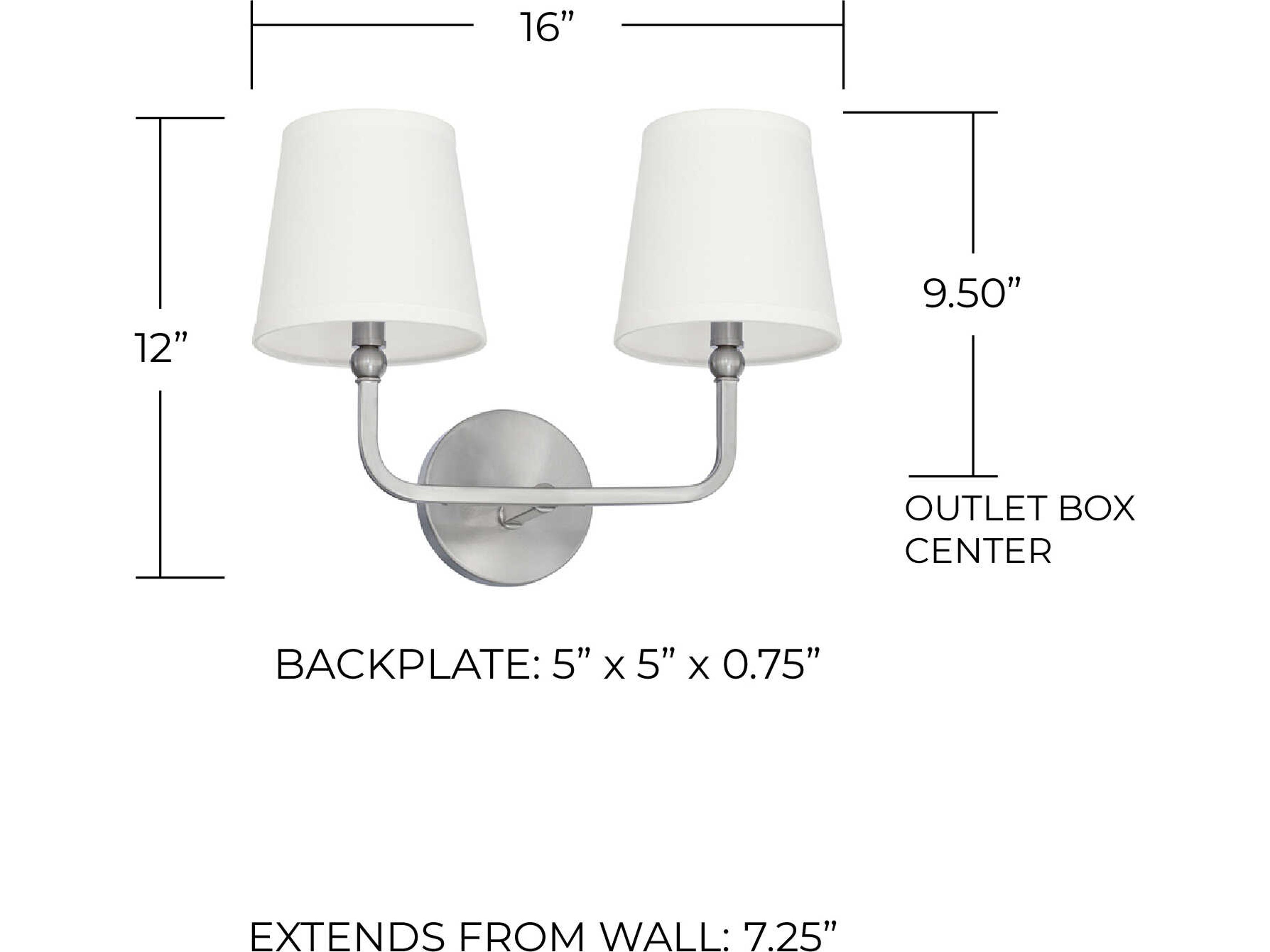 Capital Lighting Dawson 2-Light Brushed Nickel Vanity Light