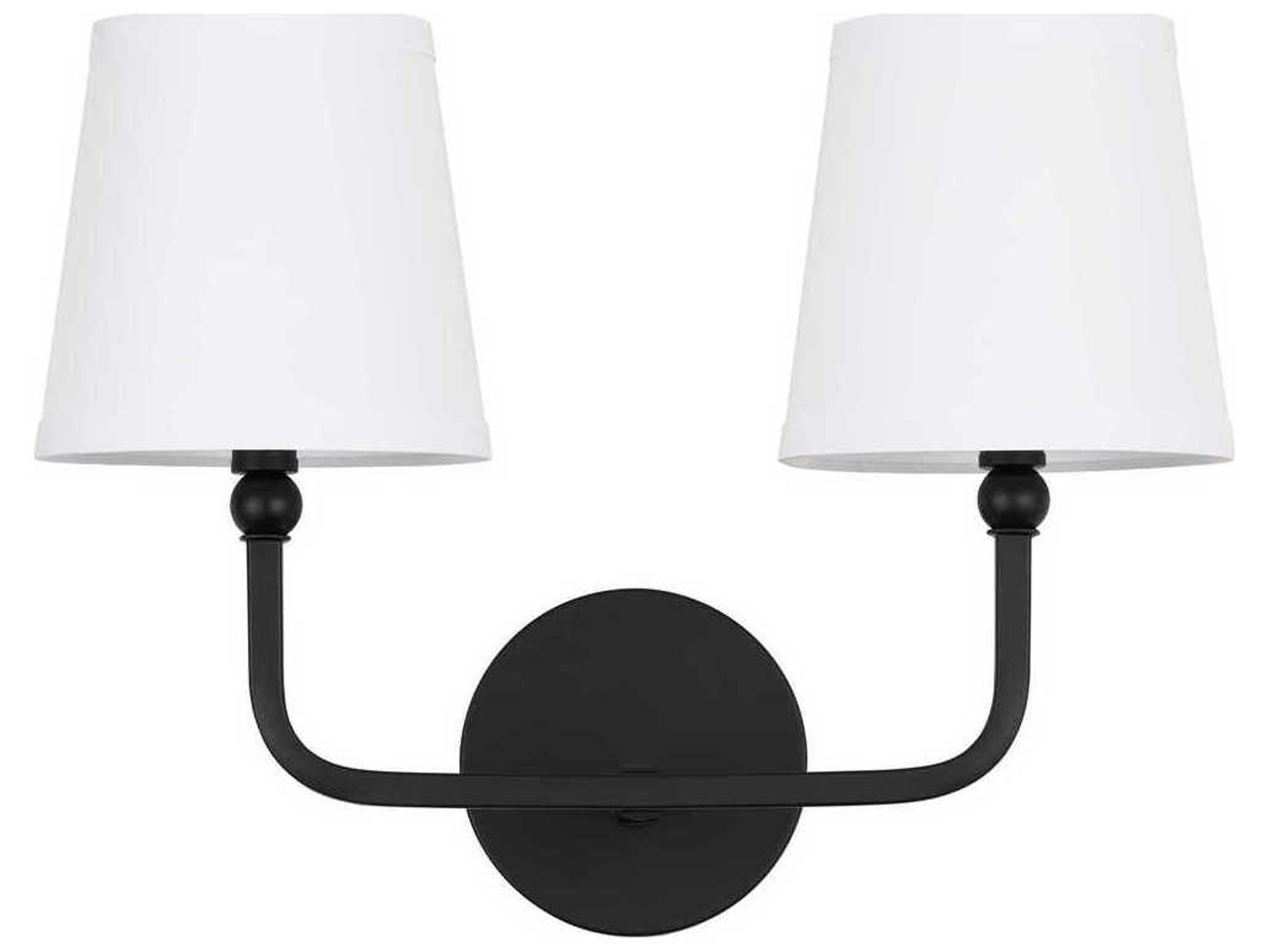 Dawson 2-Light Matte Black Vanity Light