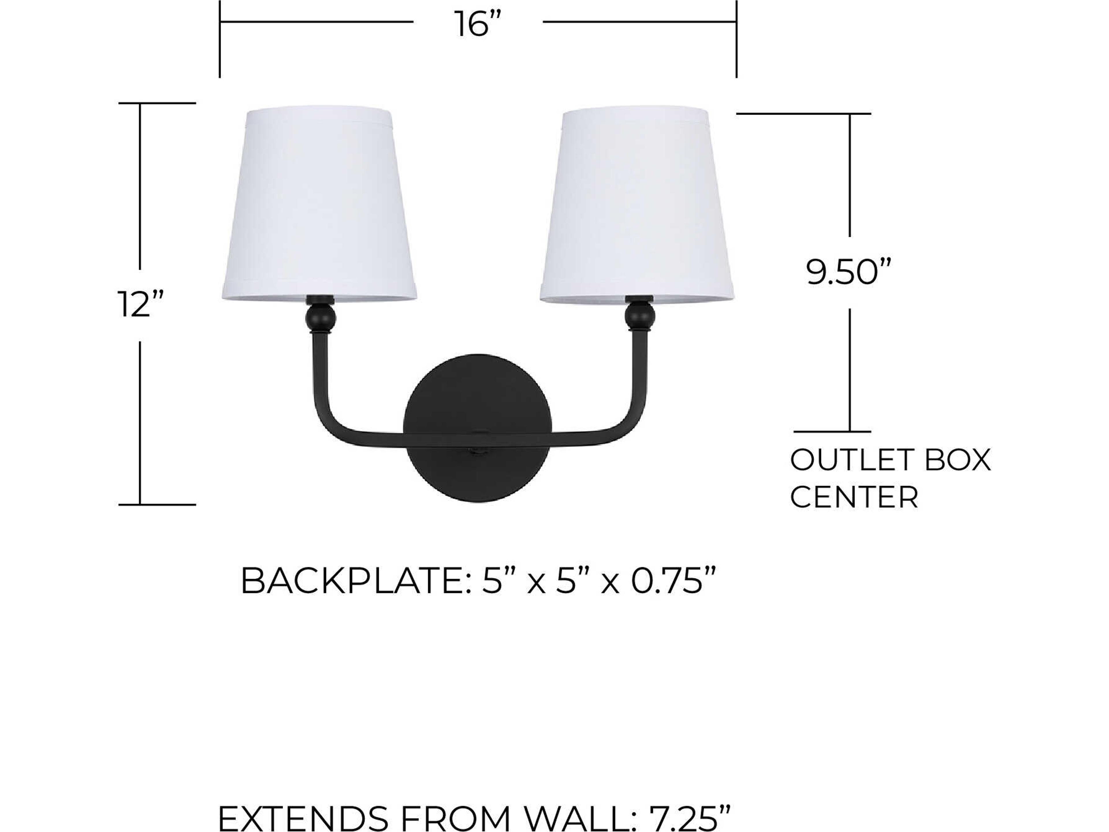 Capital Lighting Dawson 2-Light Matte Black Vanity Light