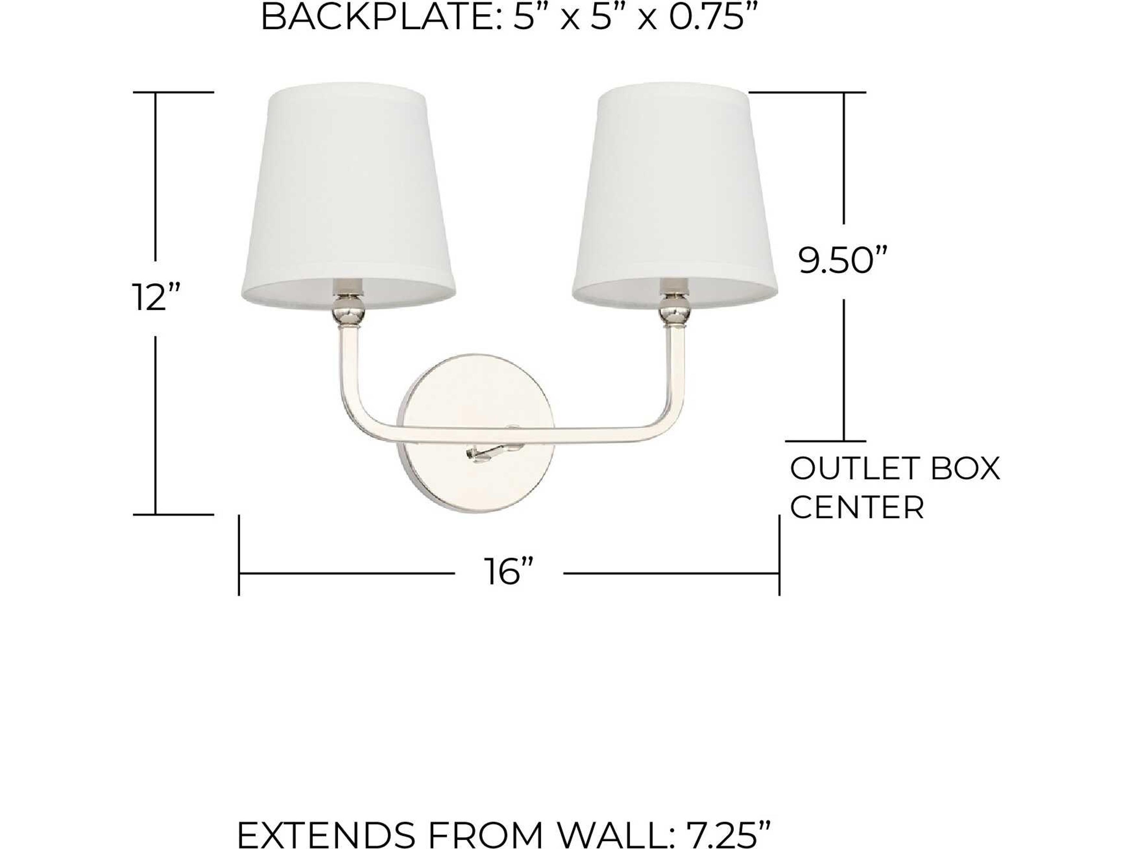 Capital Lighting Dawson 2-Light Polished Nickel Vanity Light