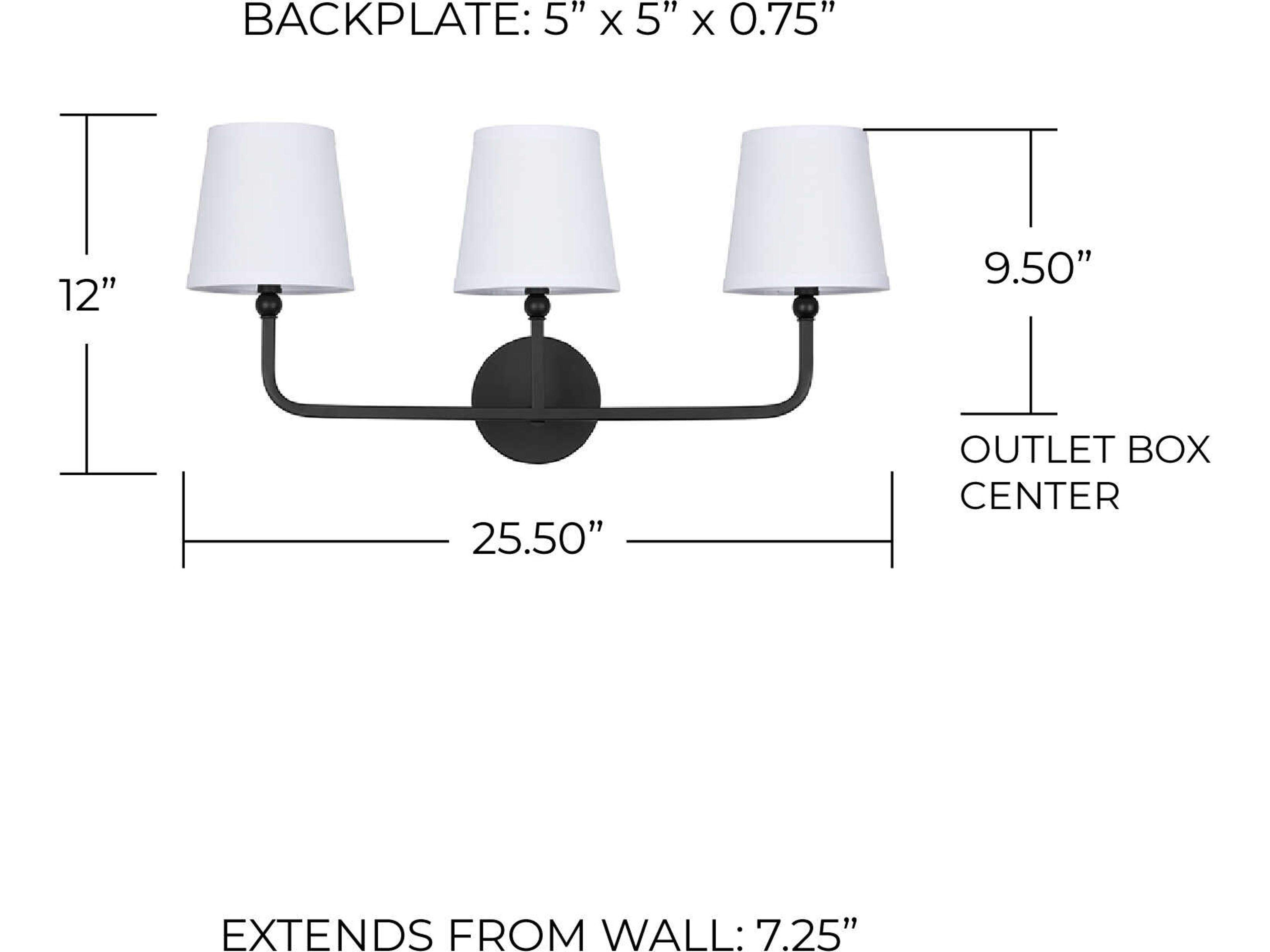 Capital Lighting Dawson 3-Light Matte Black Vanity Light