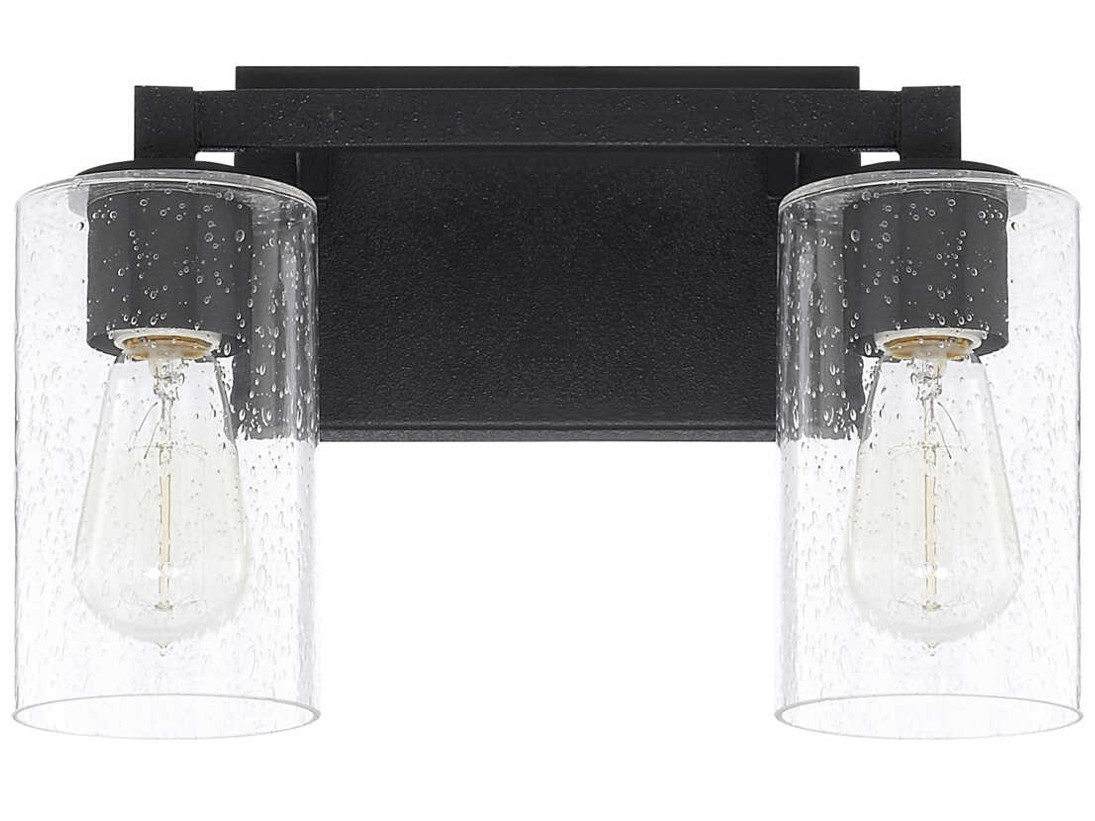 Ravenwood 2-Light Black Iron Glass Vanity Light