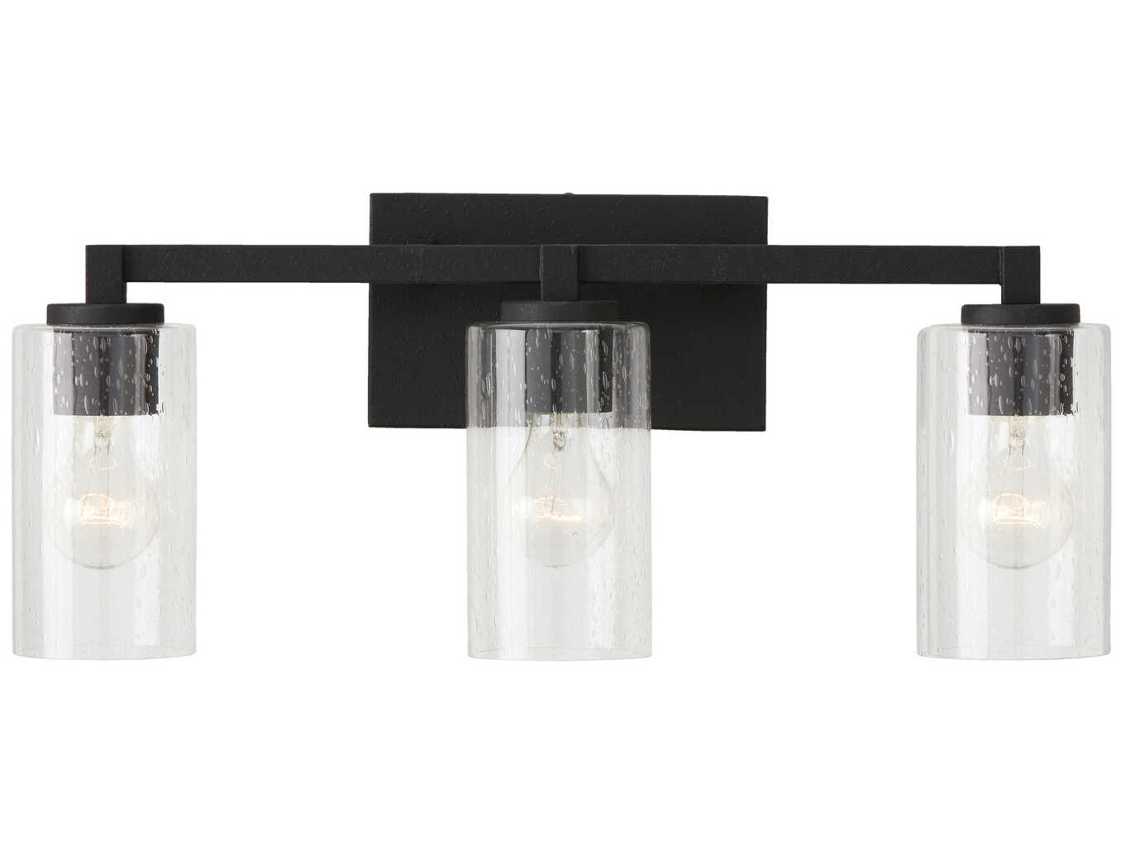 Ravenwood 3-Light Black Iron Glass Vanity Light