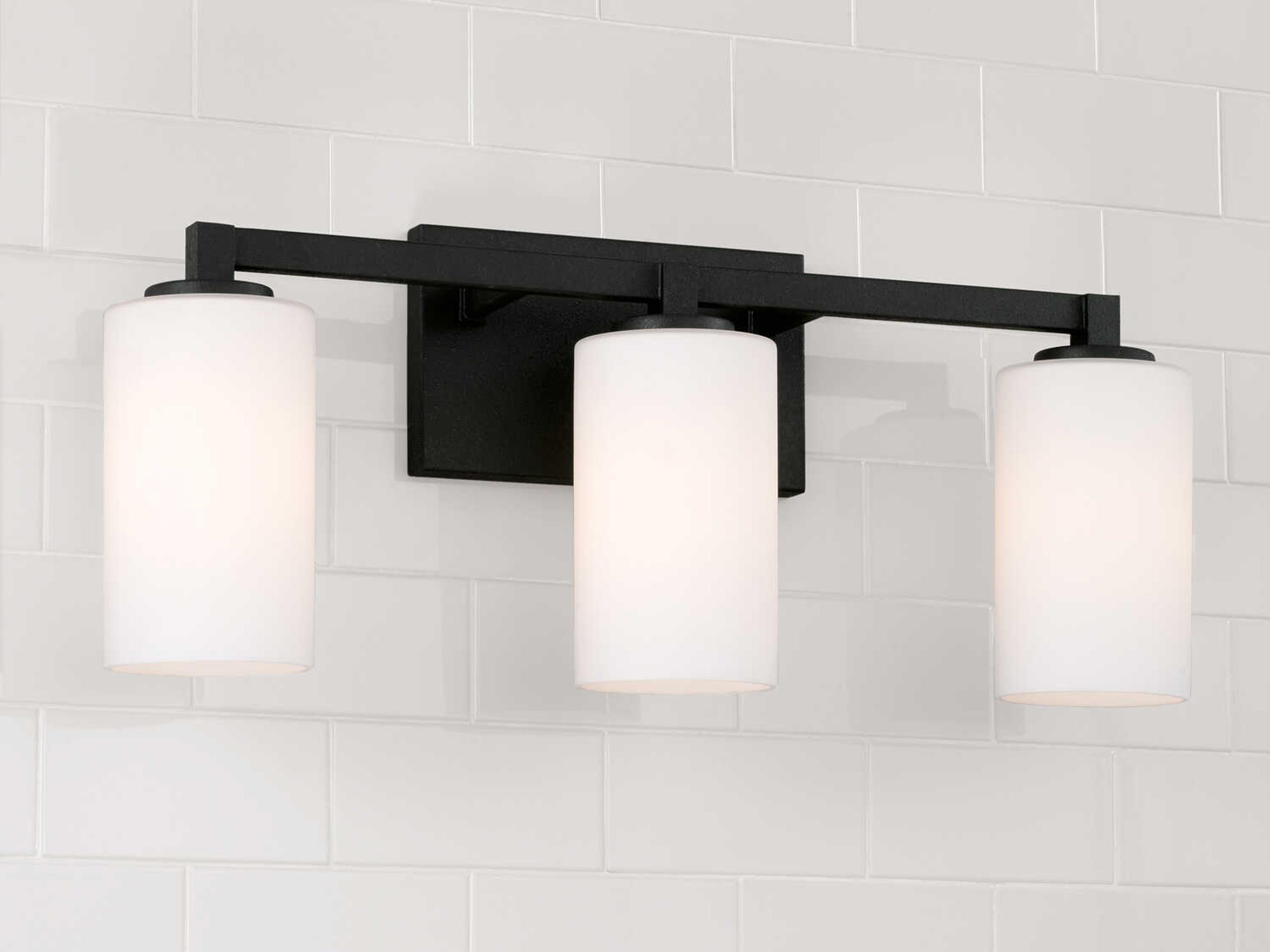 Capital Lighting Ravenwood 3-Light Black Iron Glass Vanity Light