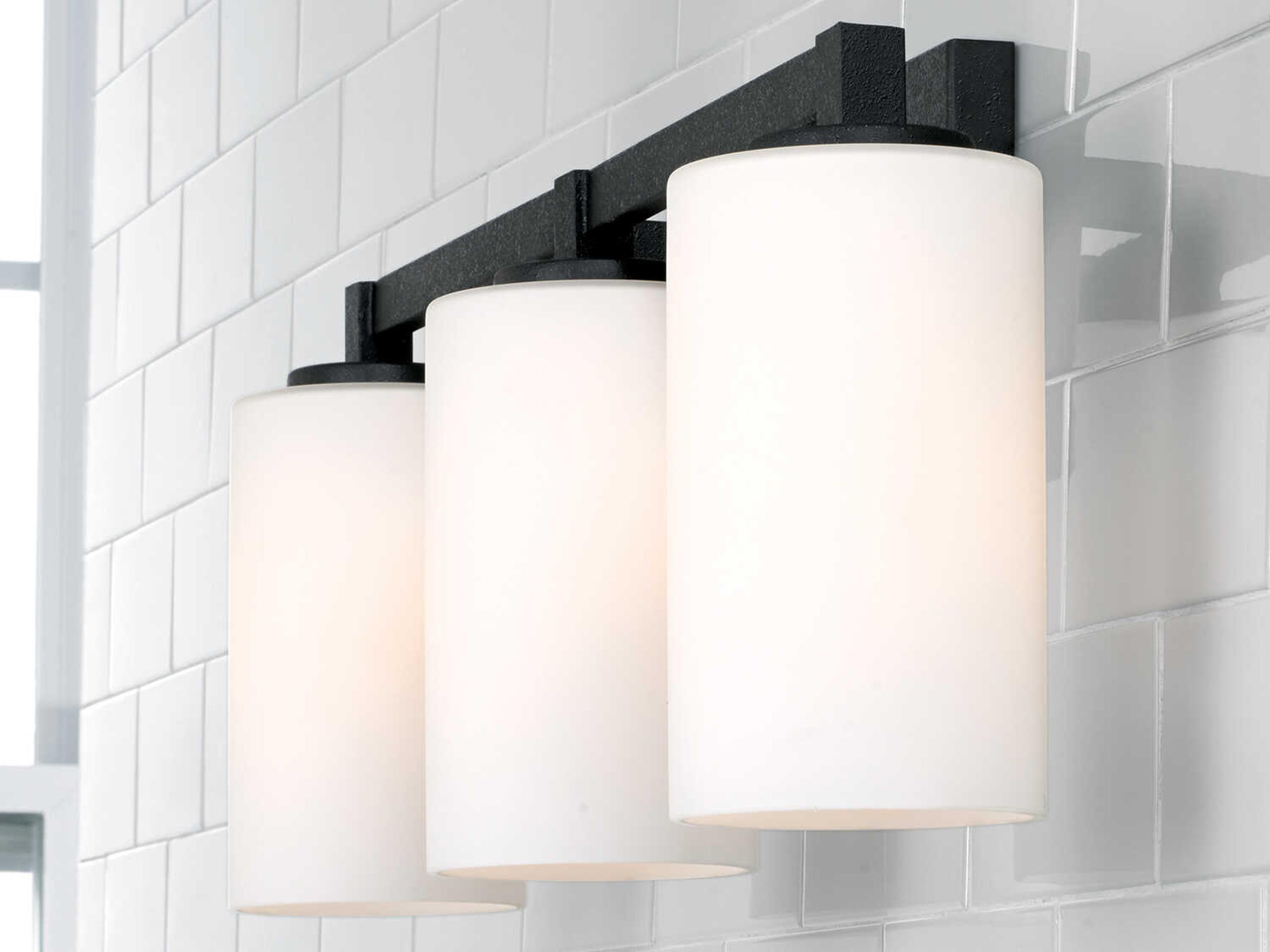 Capital Lighting Ravenwood 3-Light Black Iron Glass Vanity Light