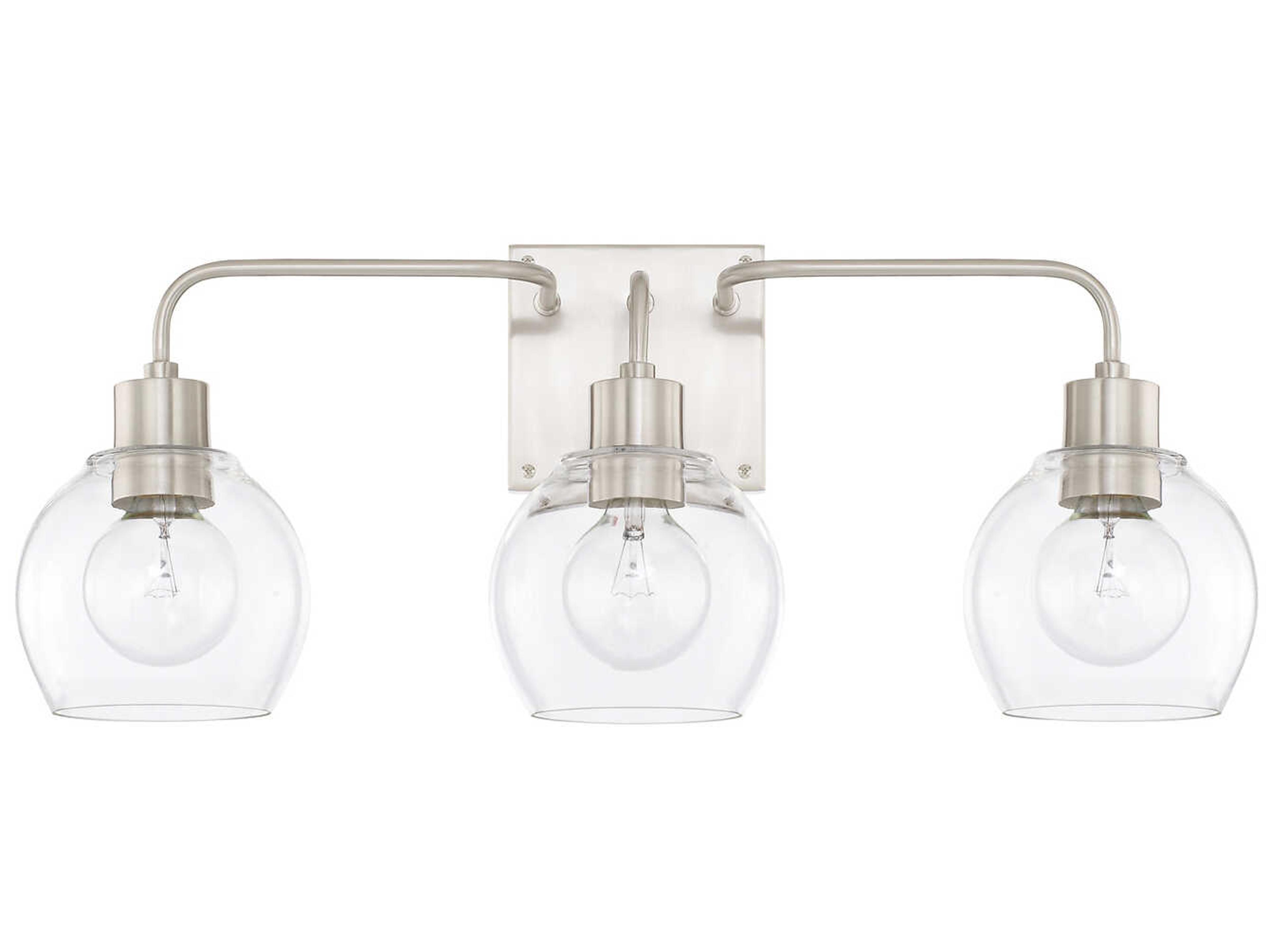 Tanner 3-Light Brushed Nickel Glass Vanity Light
