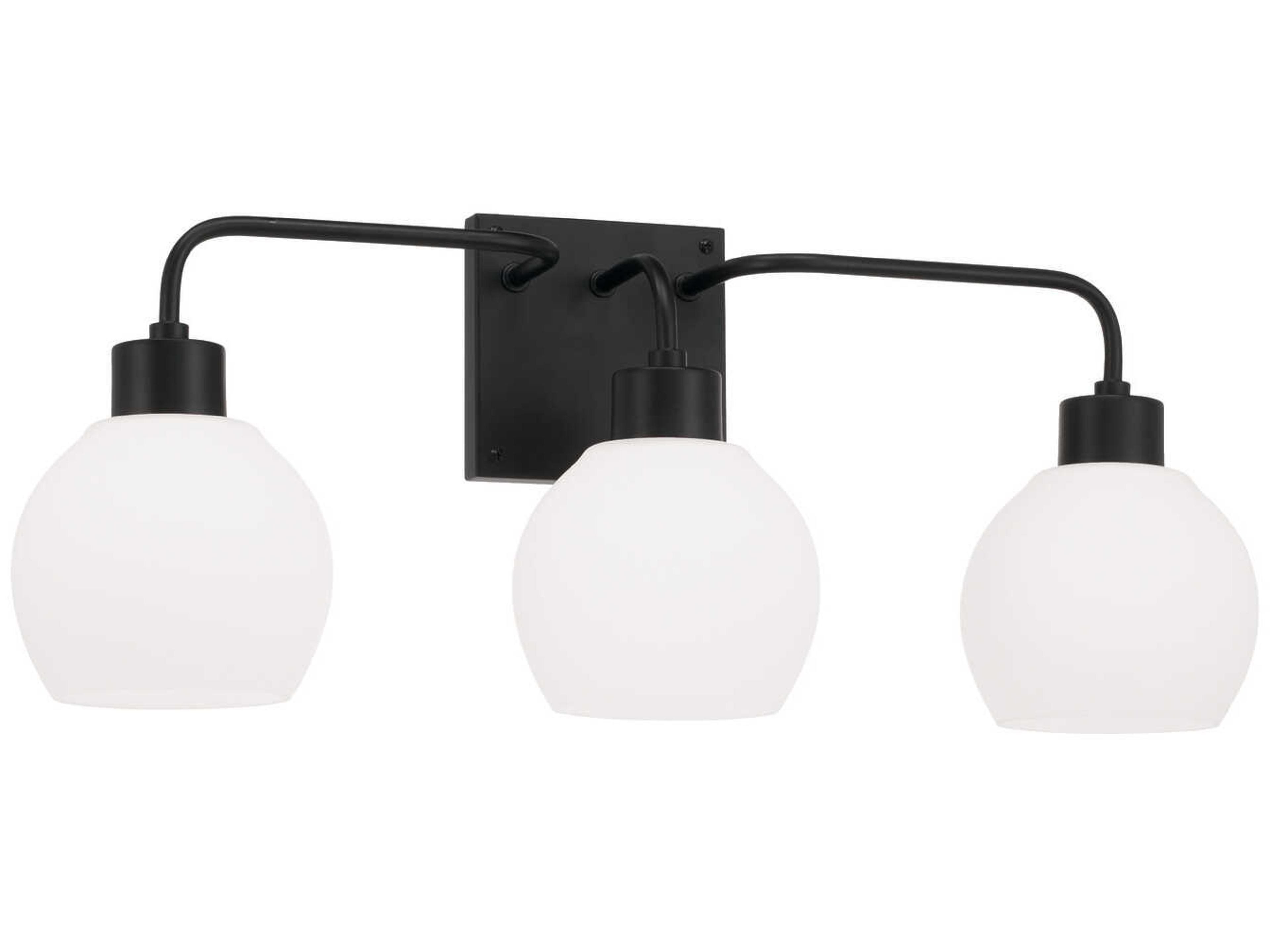 Tanner 3-Light Matte Black Glass Vanity Light