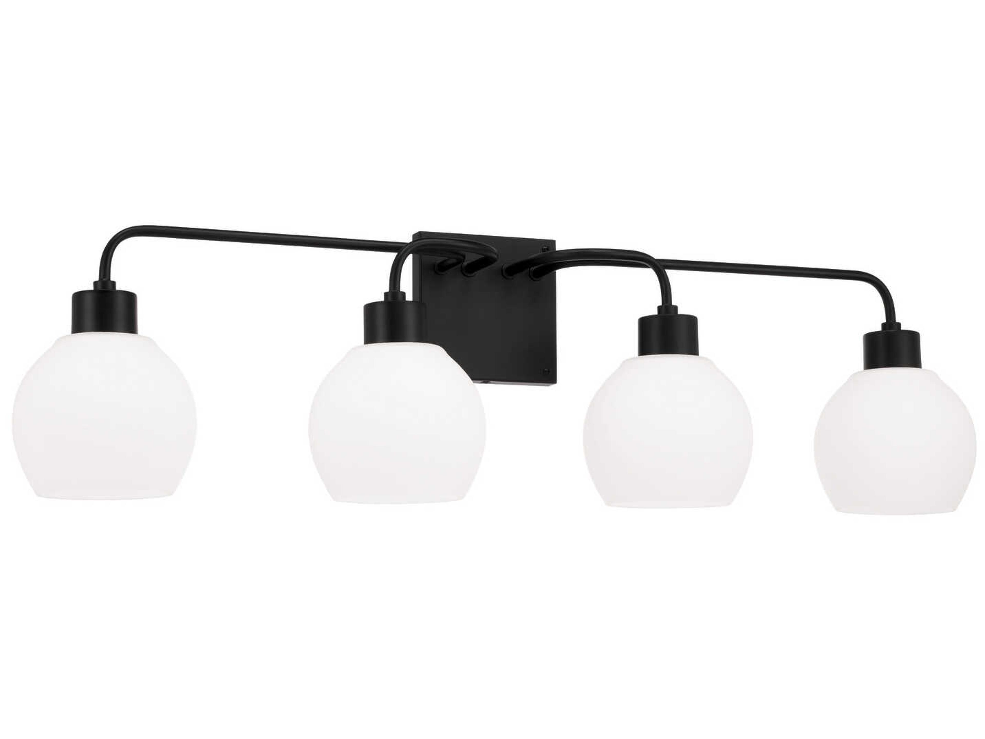 Tanner 4-Light Matte Black Glass Vanity Light