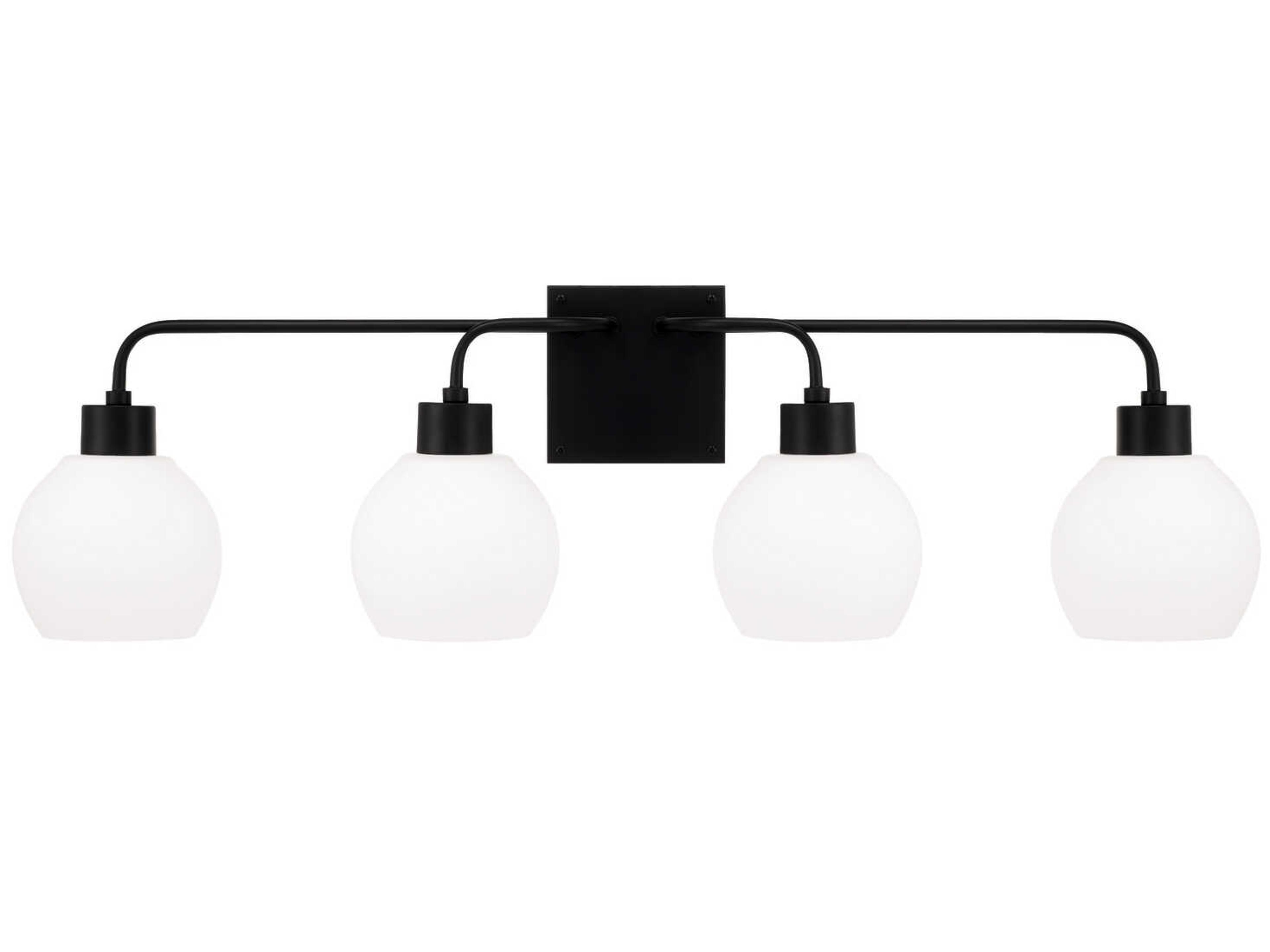 Capital Lighting Tanner 4-Light Matte Black Glass Vanity Light
