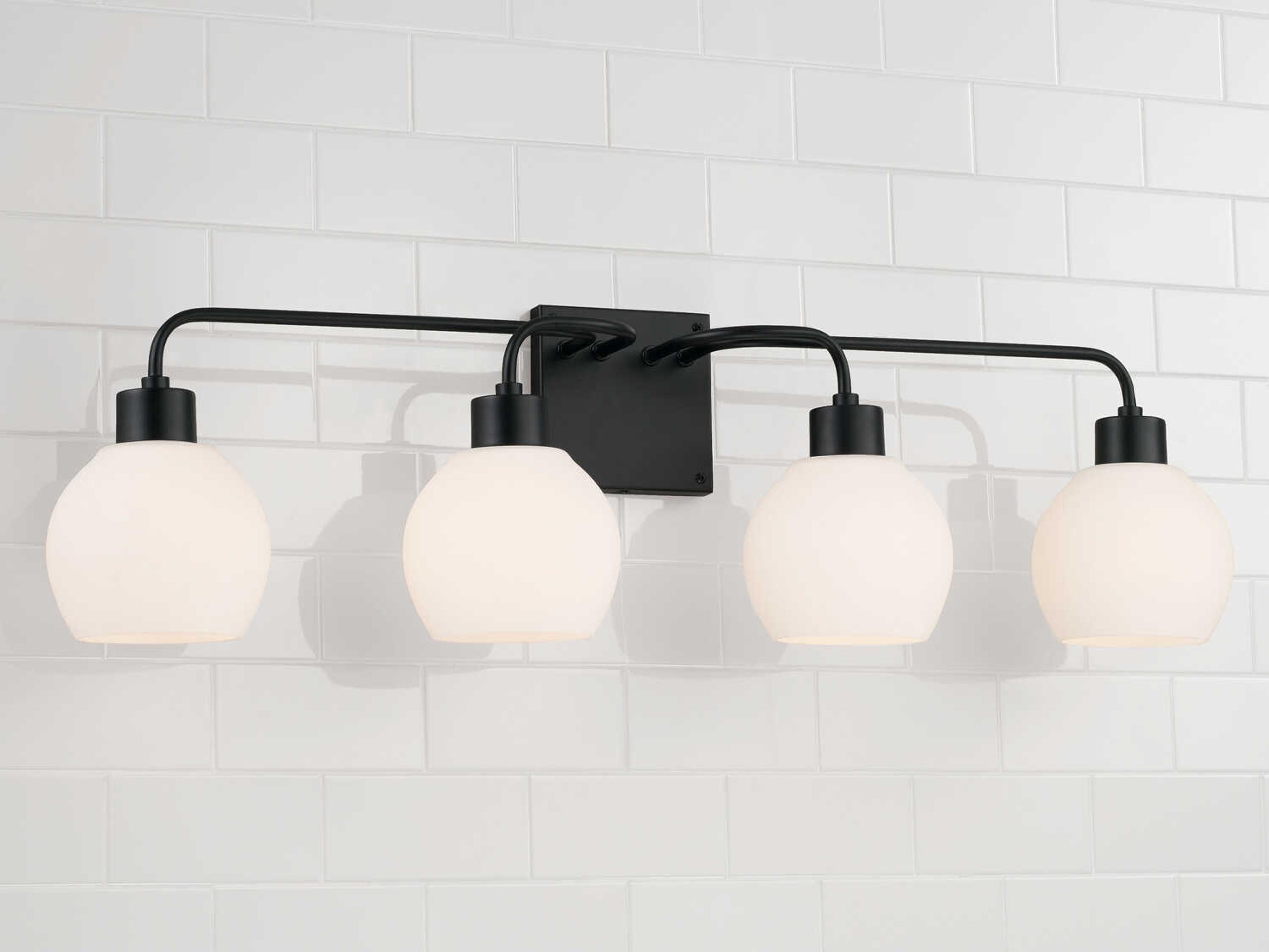 Capital Lighting Tanner 4-Light Matte Black Glass Vanity Light