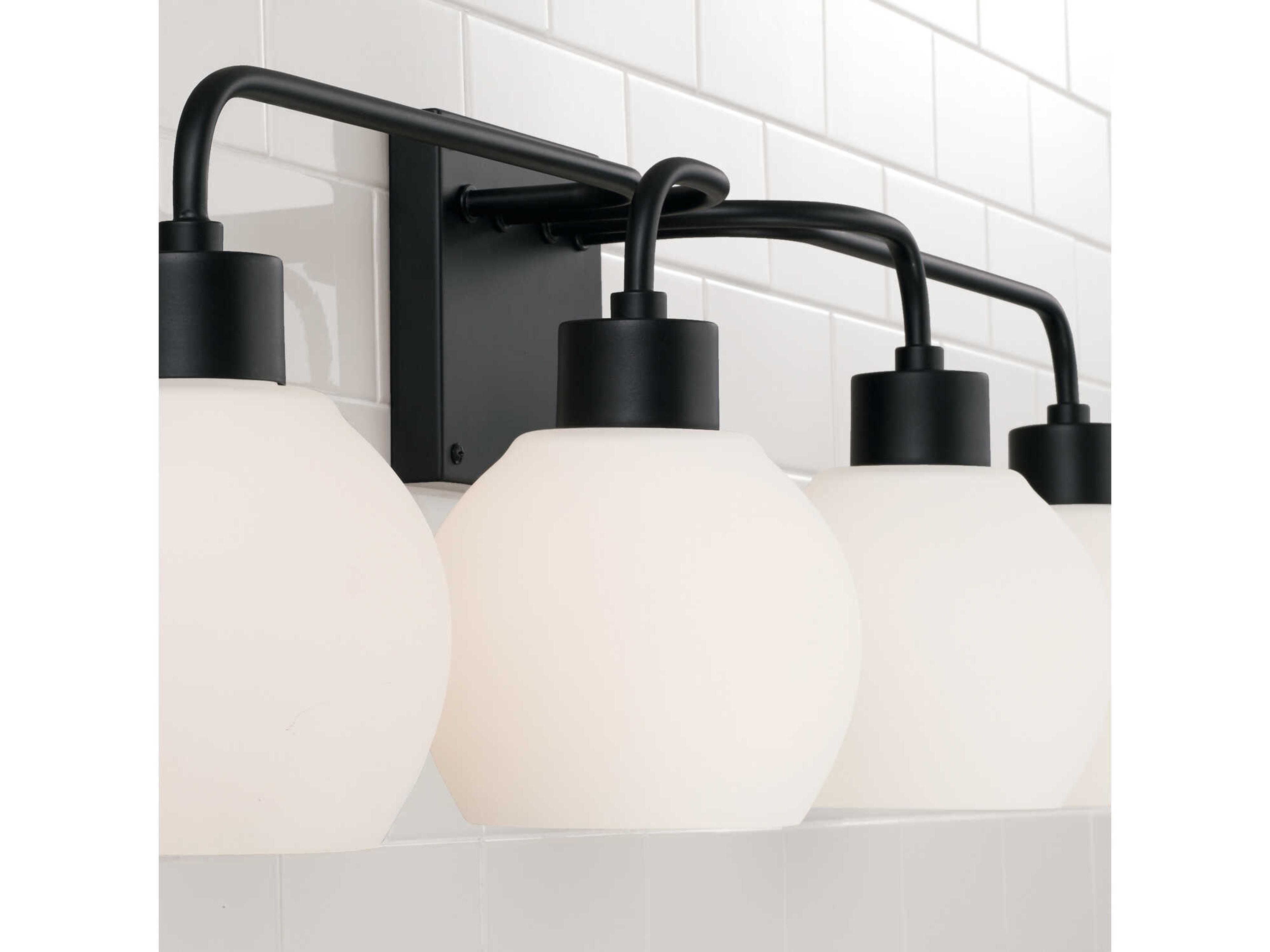 Capital Lighting Tanner 4-Light Matte Black Glass Vanity Light