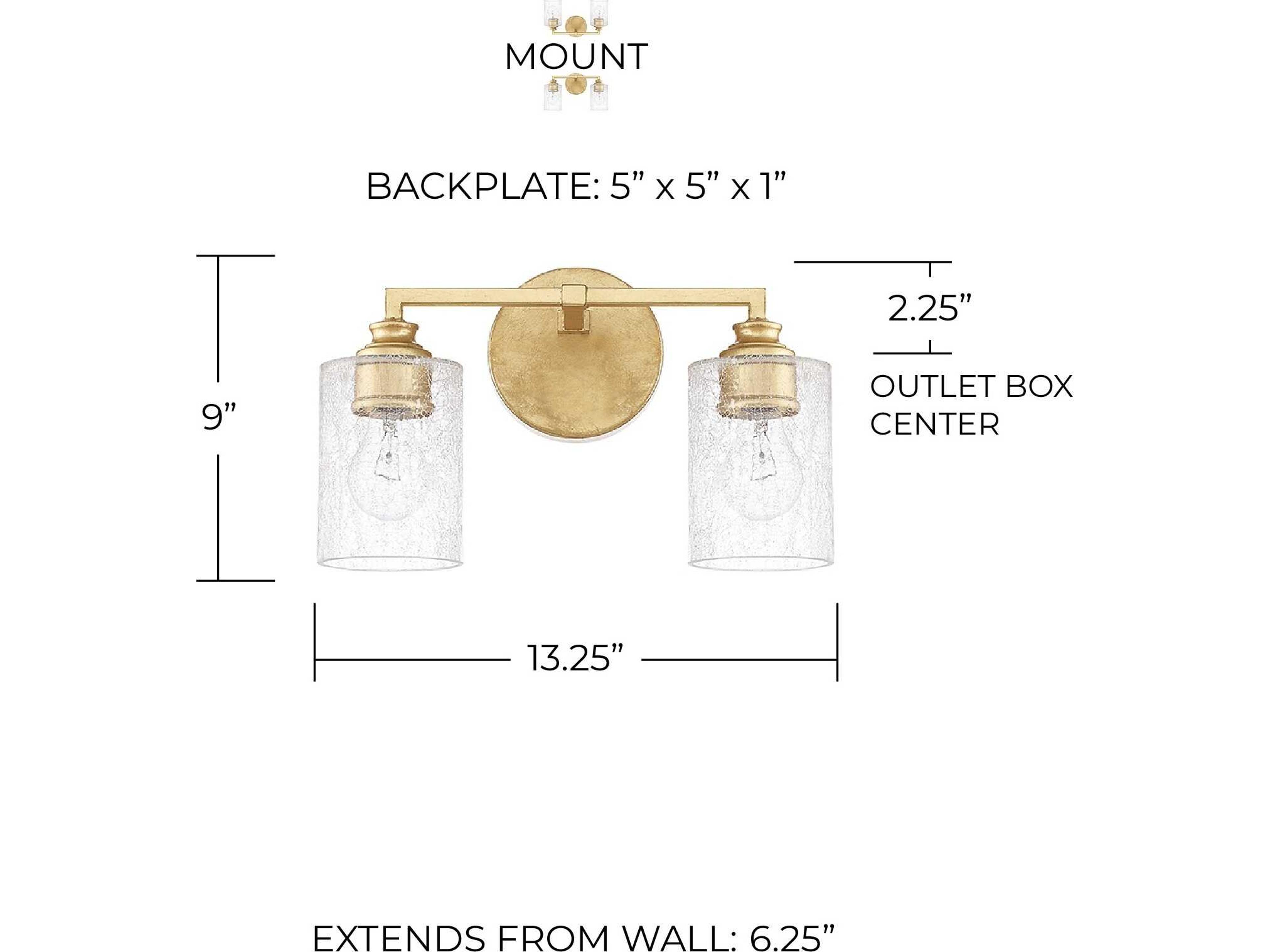 Capital Lighting Milan 2-Light Gold Glass Vanity Light
