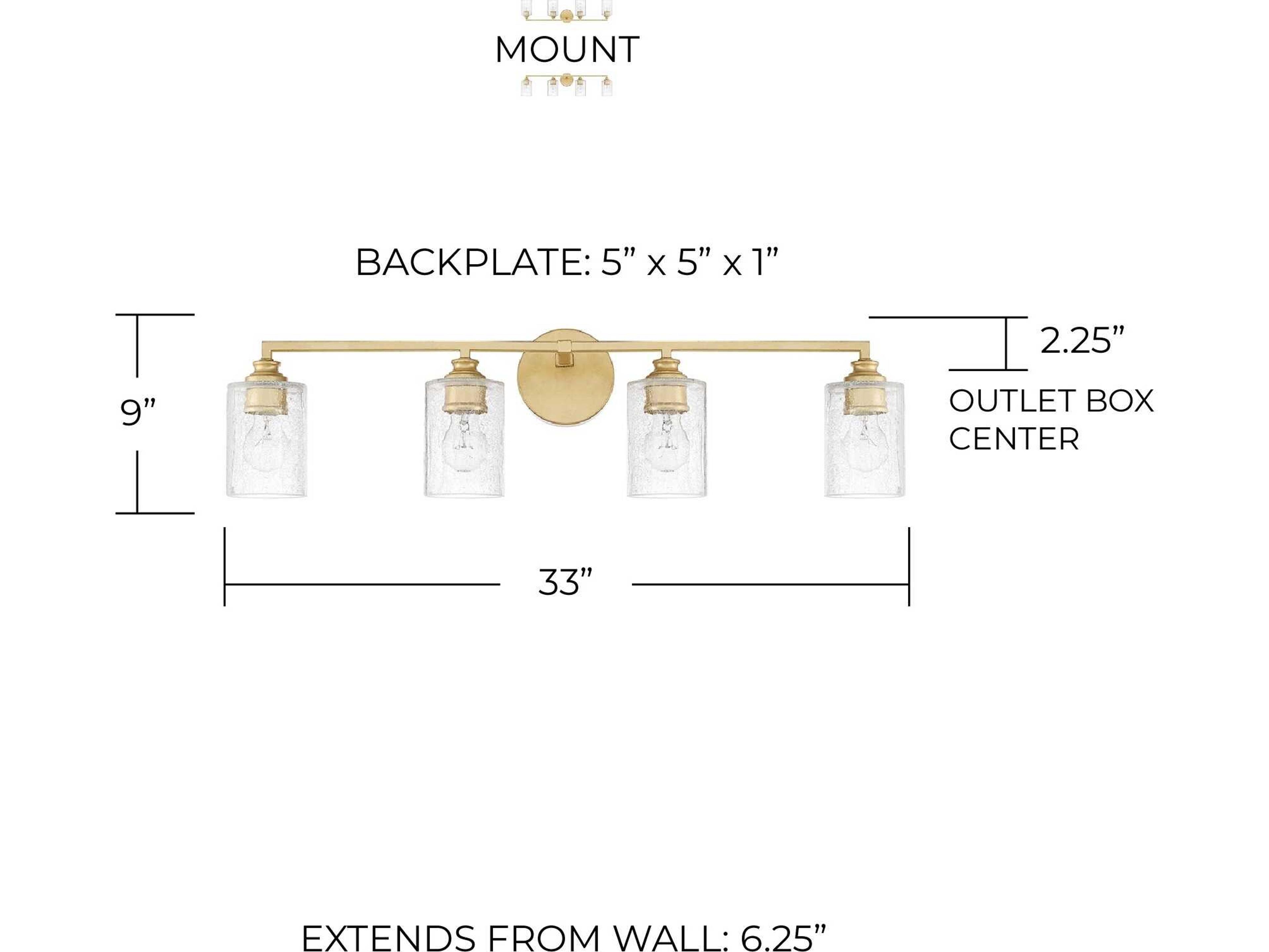 Capital Lighting Milan 4-Light Gold Glass Vanity Light