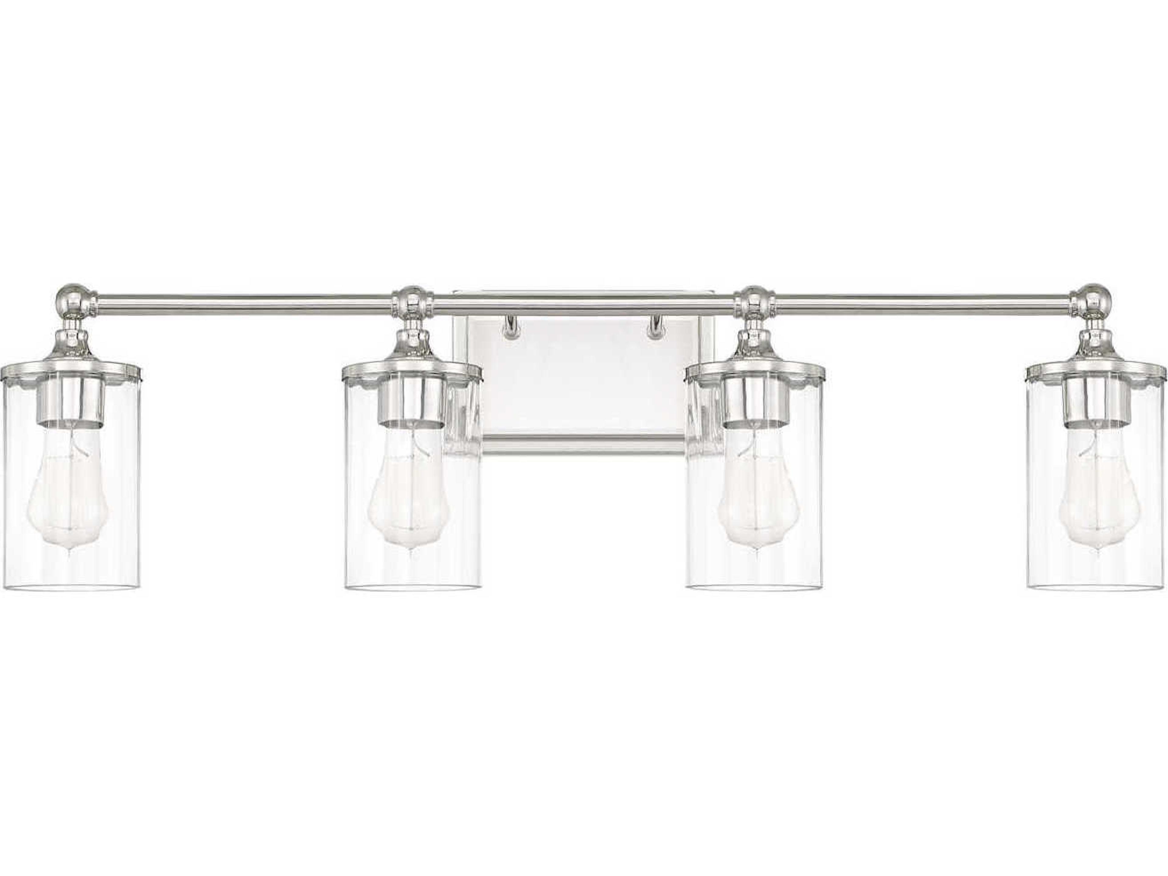 Camden 4-Light Polished Nickel Glass Vanity Light