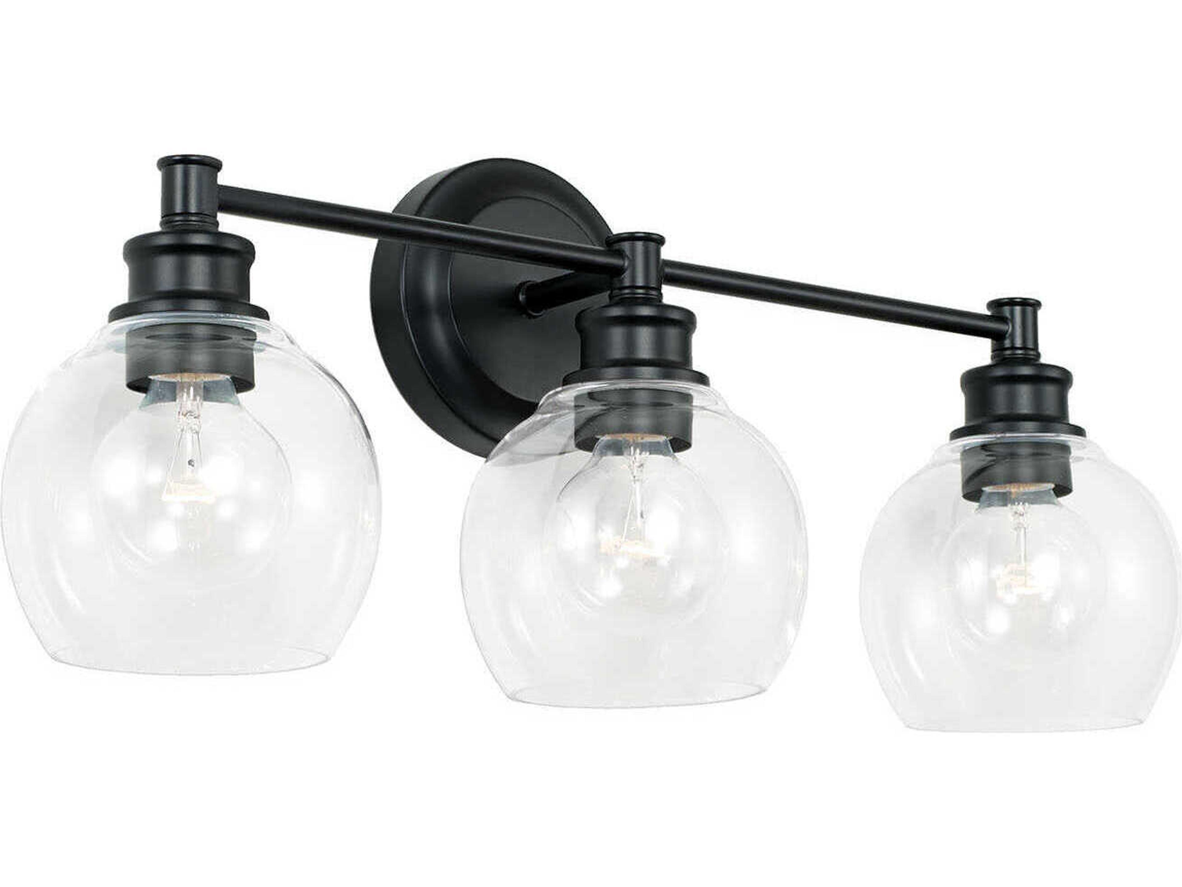 Mid Century 3-Light Matte Black Glass Vanity Light