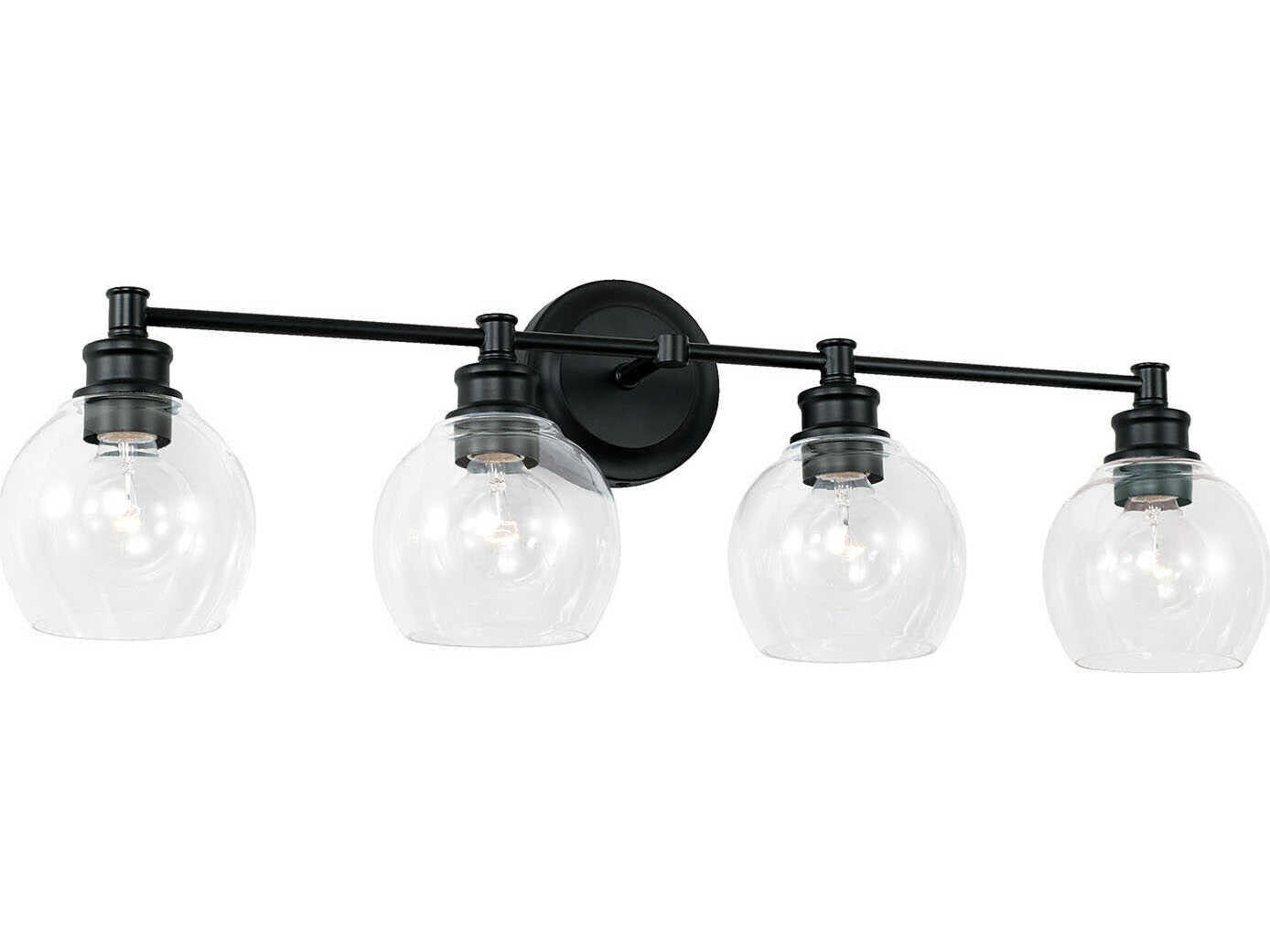 Mid Century 4-Light Matte Black Glass Vanity Light