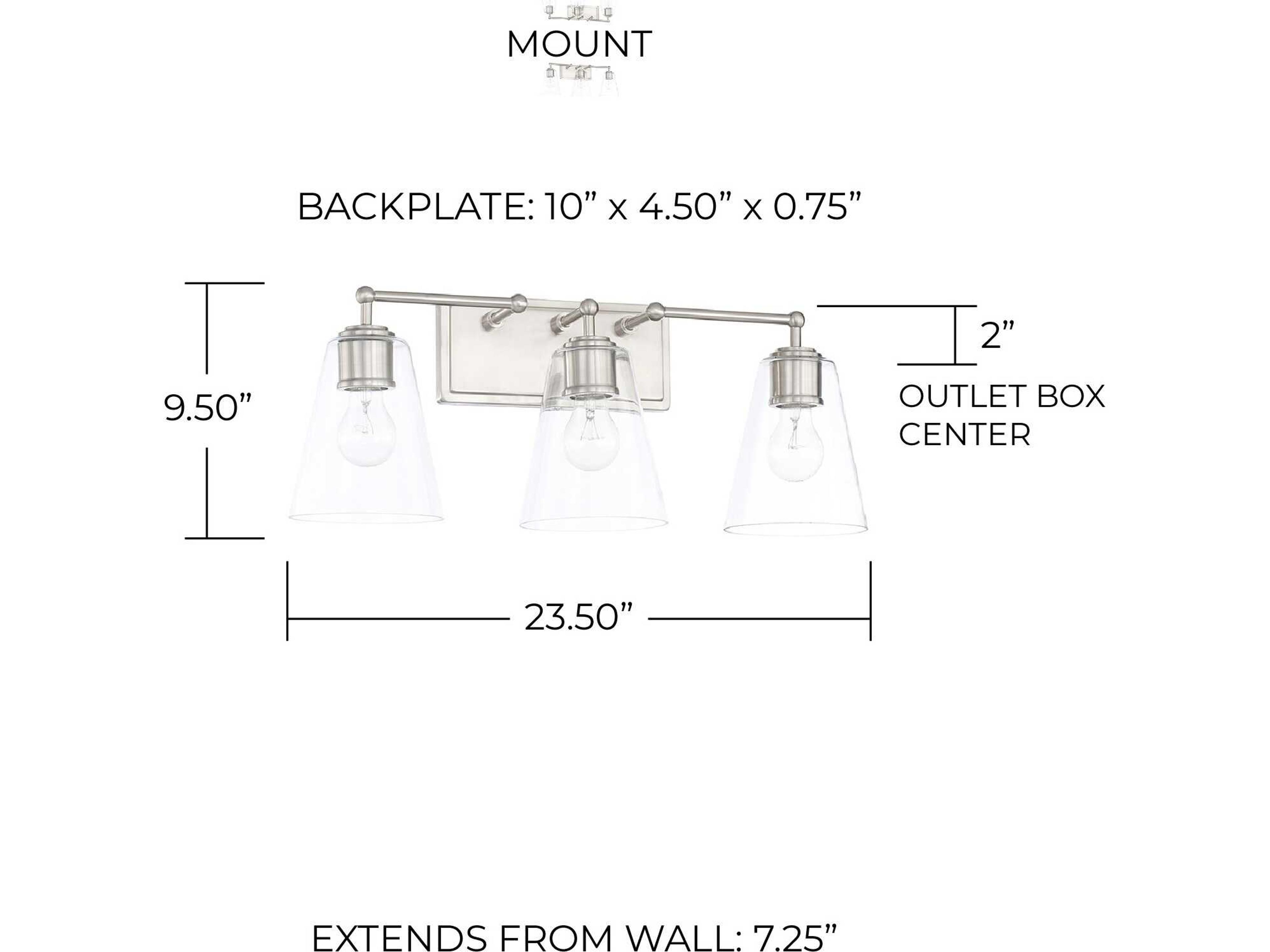 Capital Lighting 3-Light Brushed Nickel Glass Vanity Light