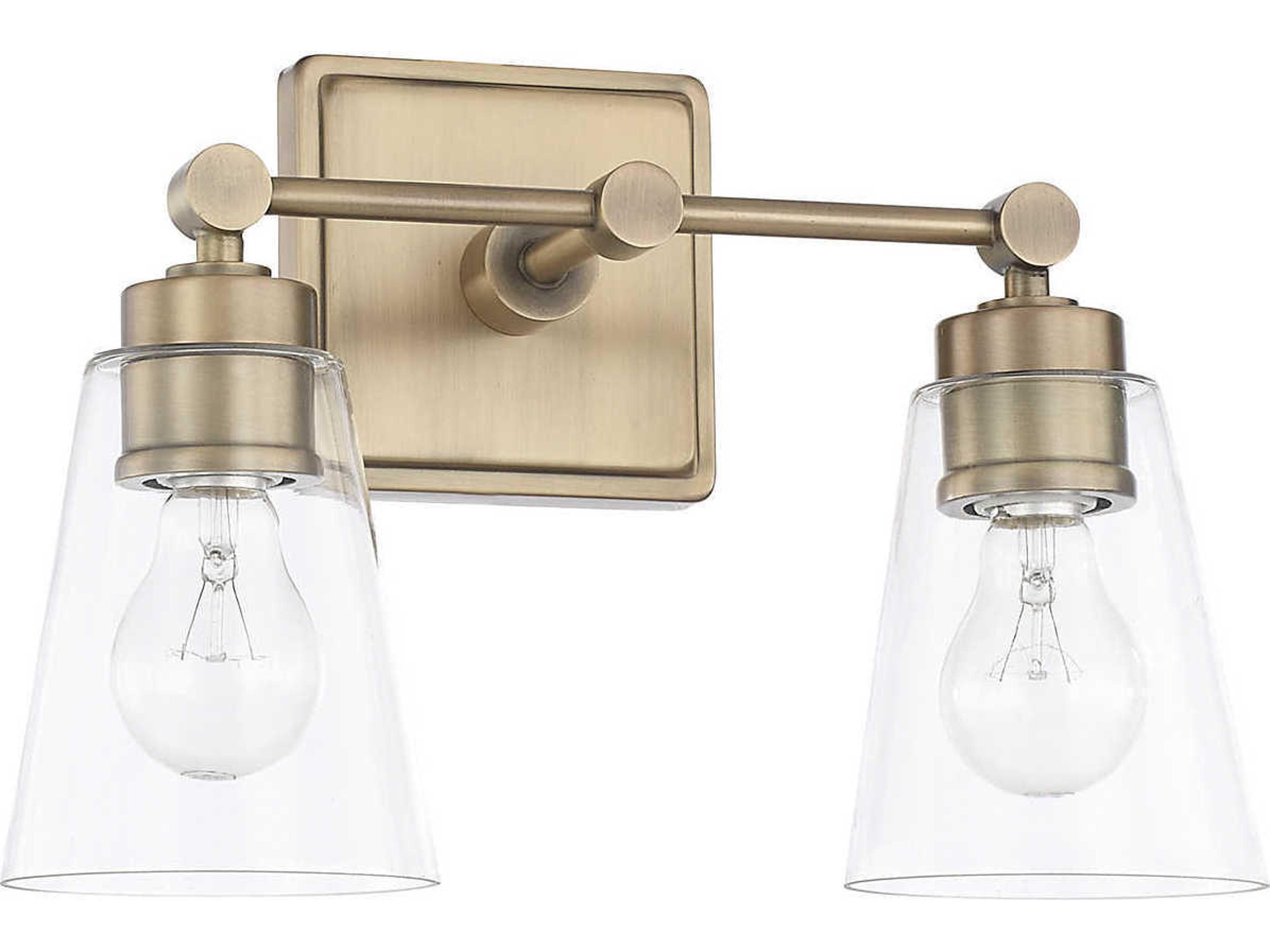 Capital Lighting 2-Light Aged Brass Glass Vanity Light