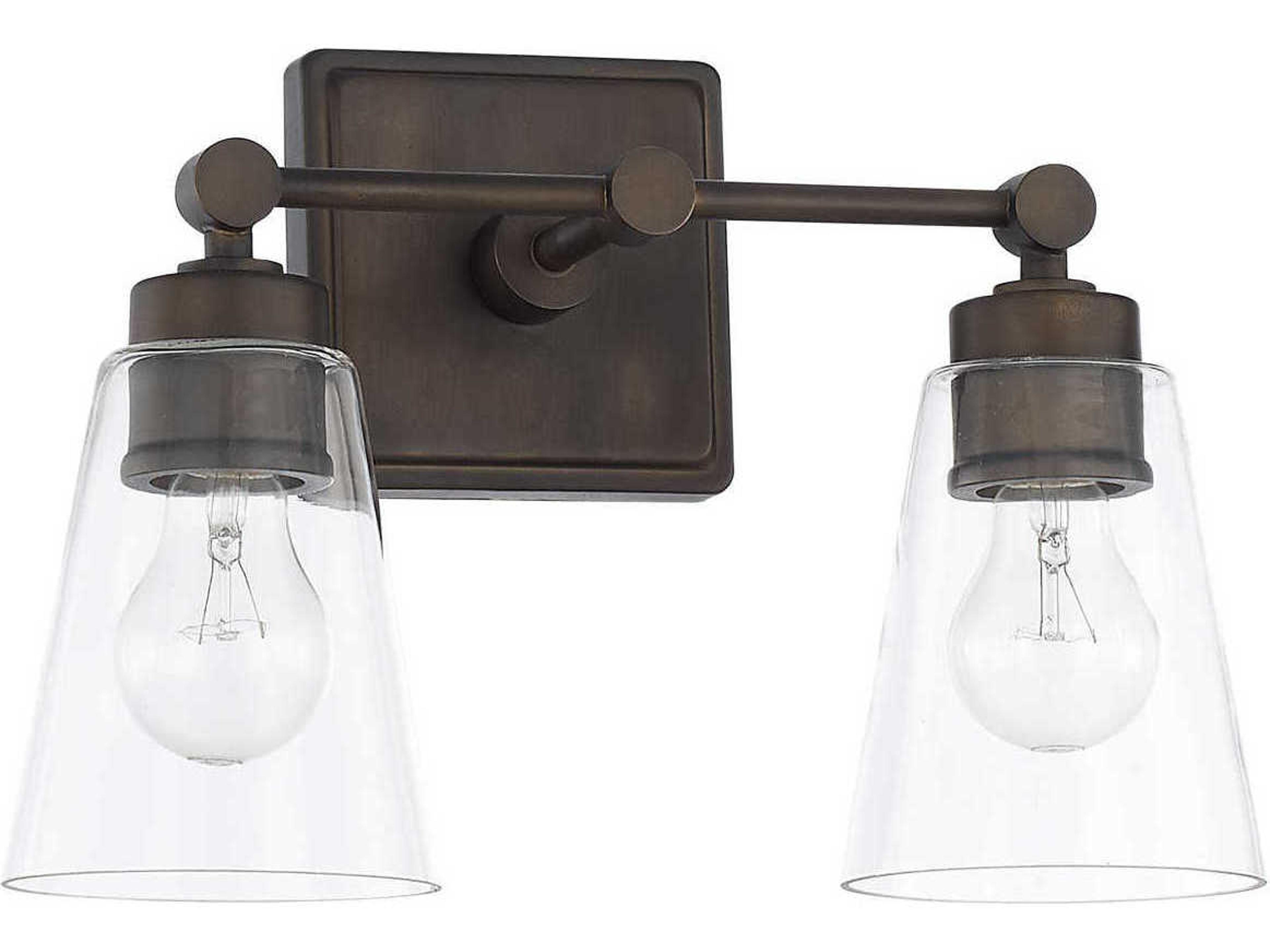 2-Light Old Bronze Glass Vanity Light