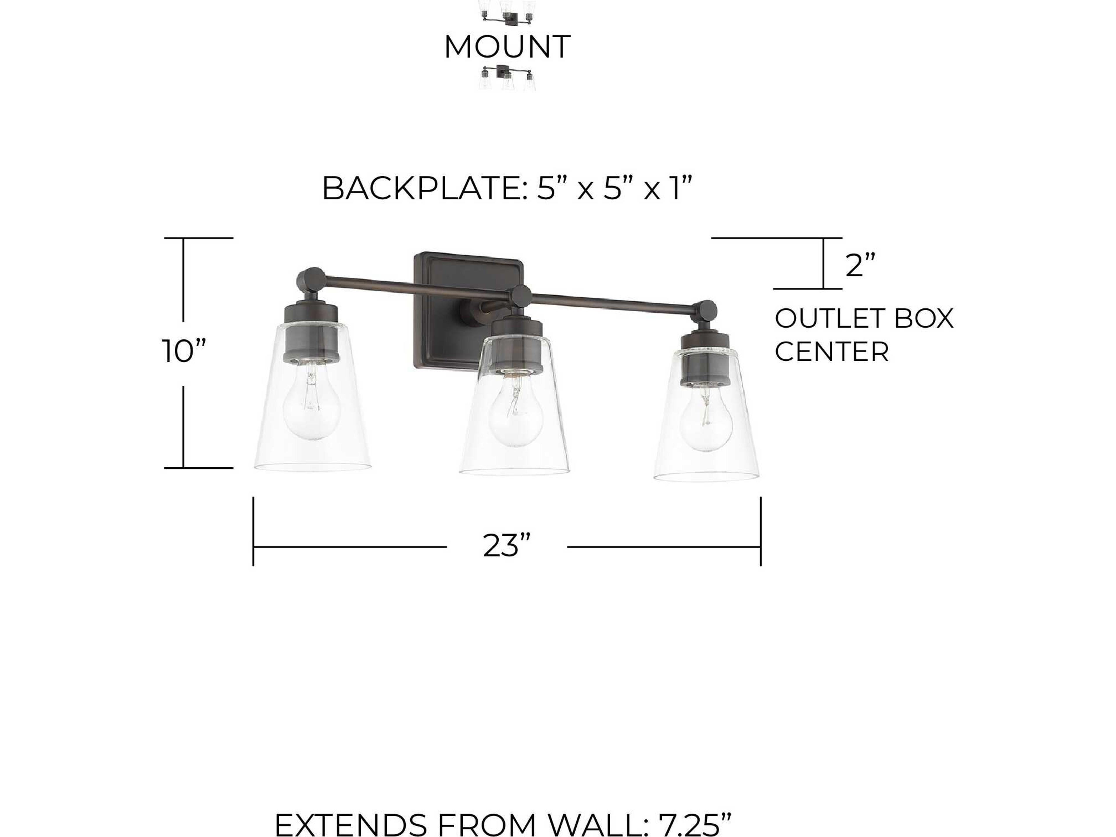 Capital Lighting 3-Light Old Bronze Glass Vanity Light