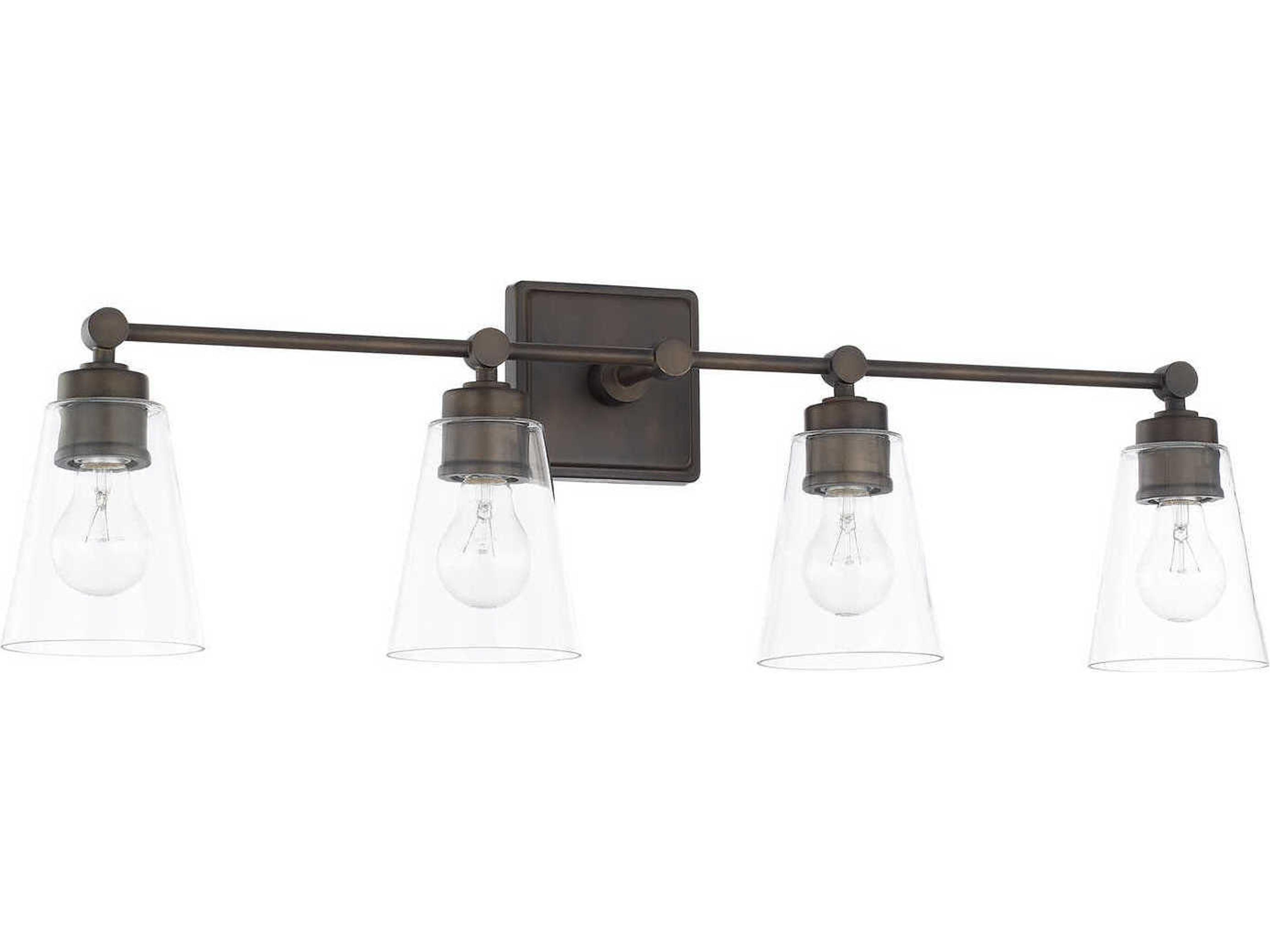 4-Light Old Bronze Glass Vanity Light
