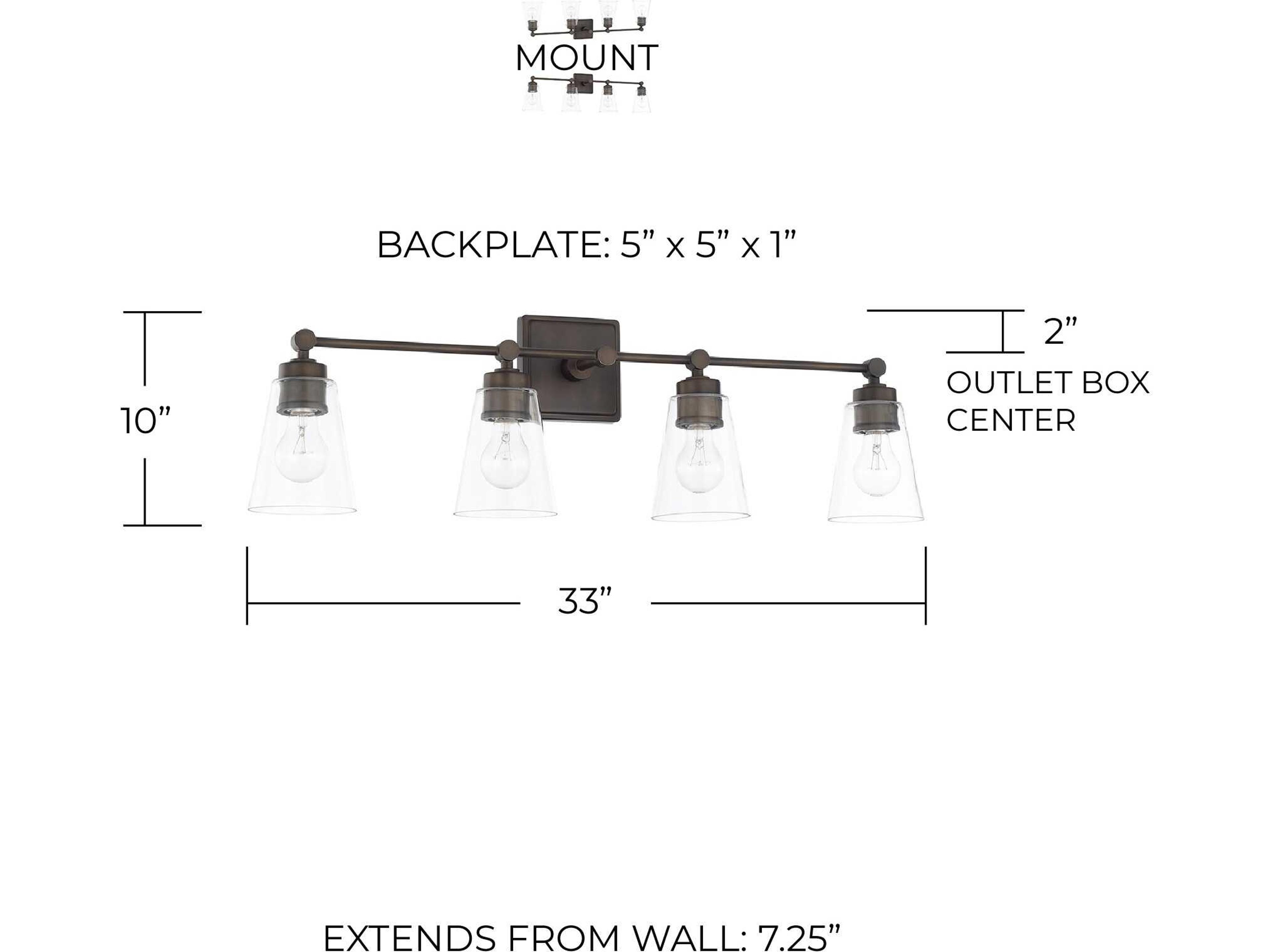 Capital Lighting 4-Light Old Bronze Glass Vanity Light
