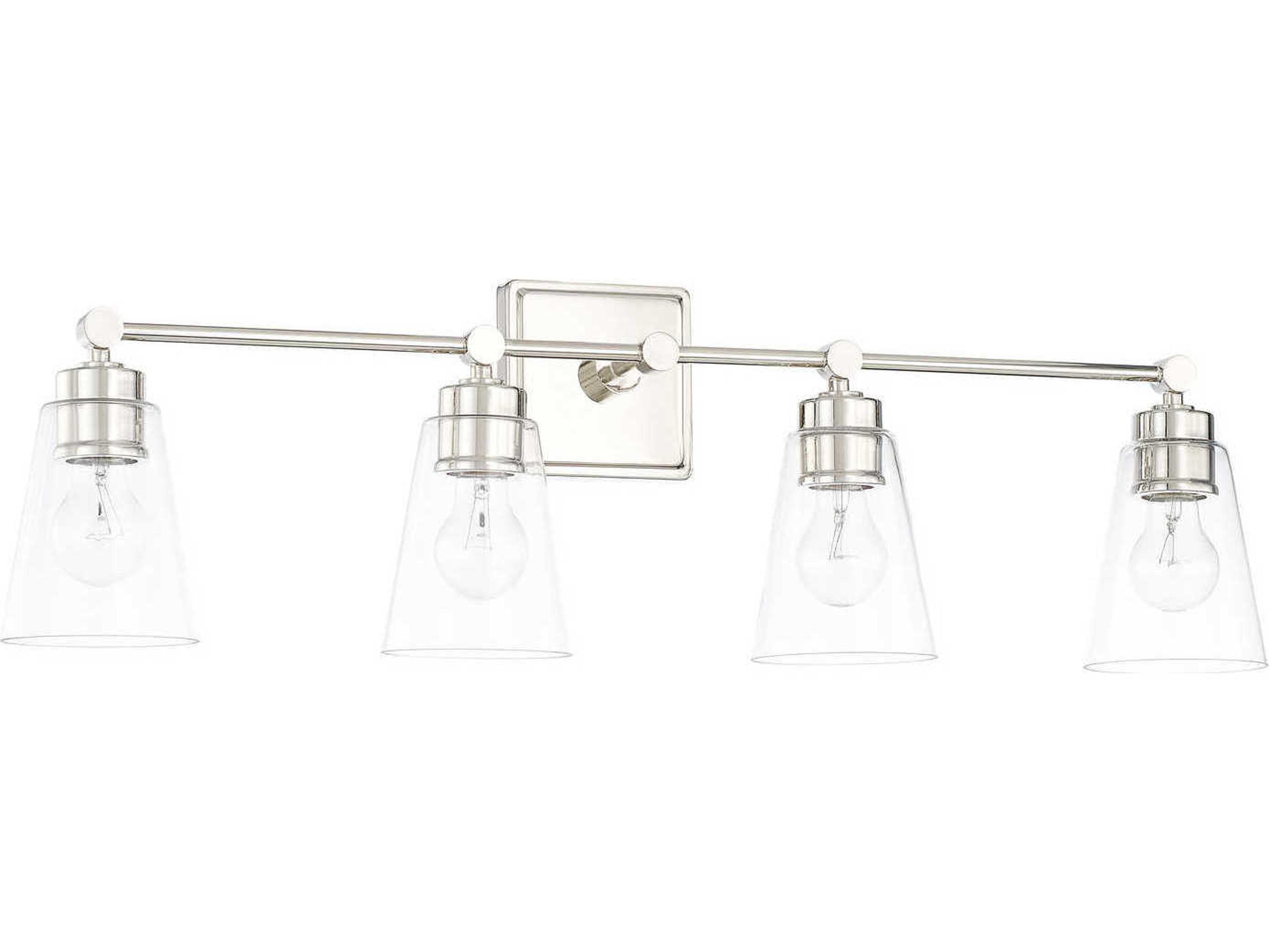 Capital Lighting 4-Light Polished Nickel Glass Vanity Light