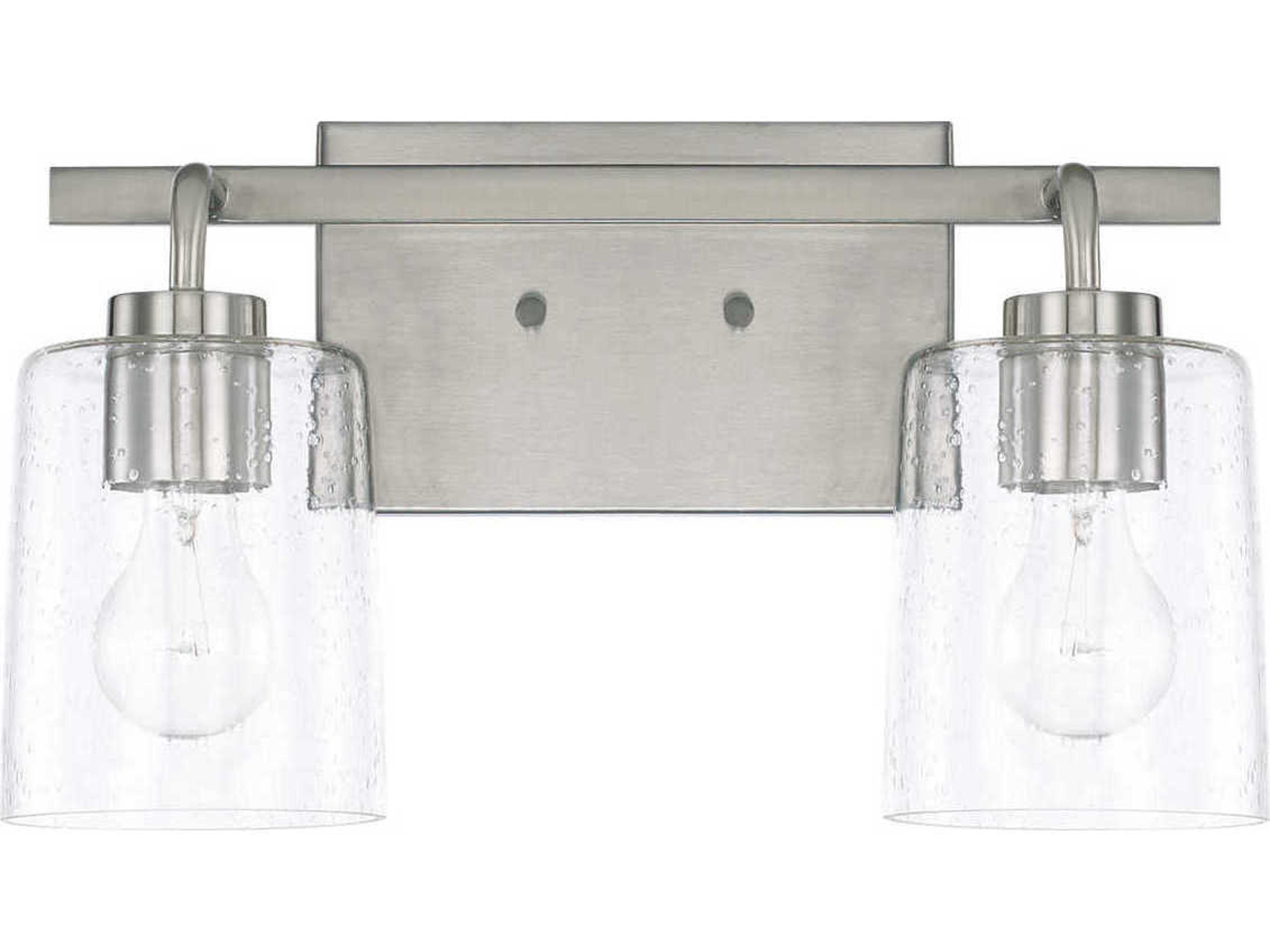 Greyson 2-Light Brushed Nickel Glass Vanity Light