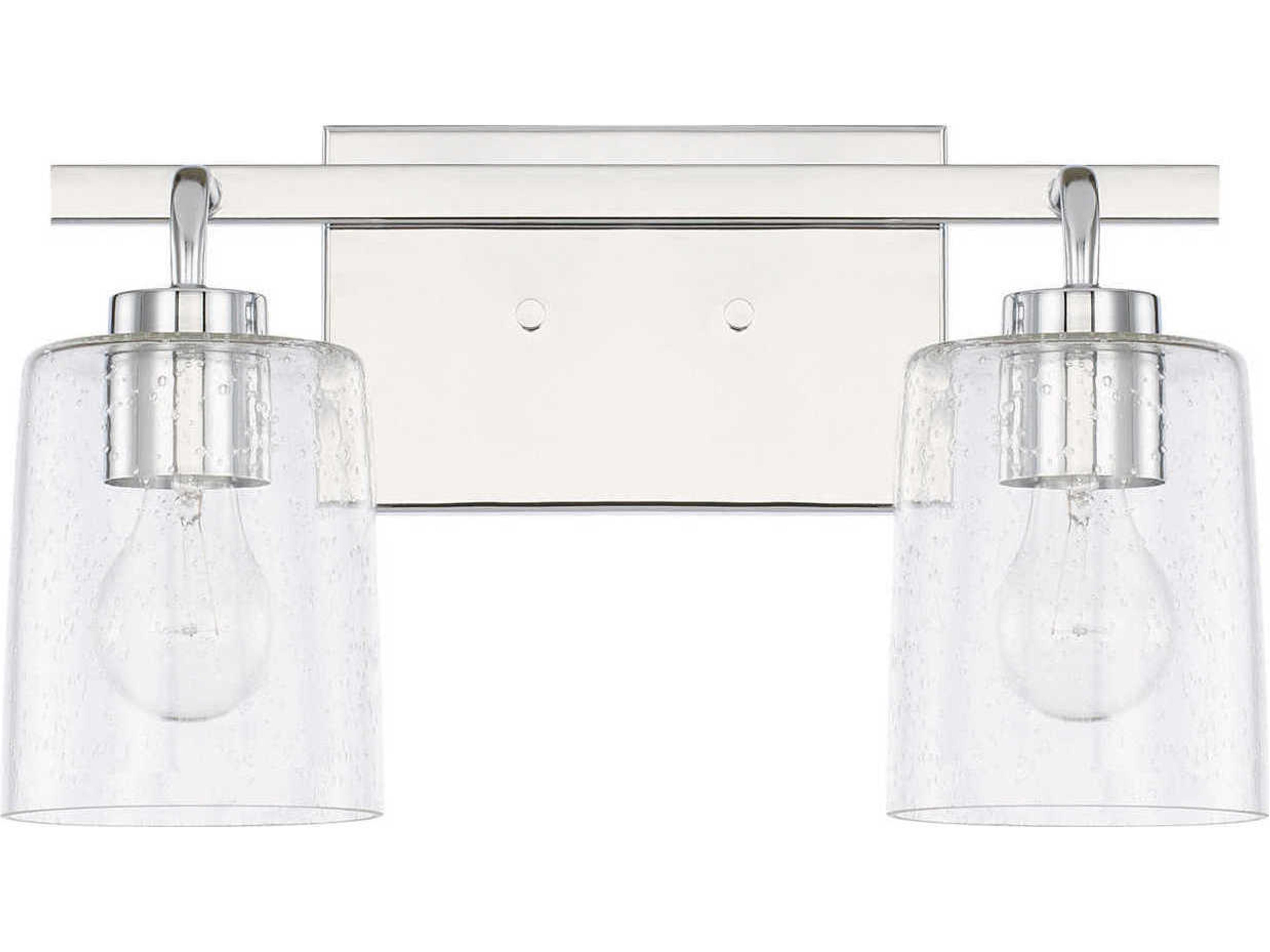 Greyson 2-Light Chrome Glass Vanity Light