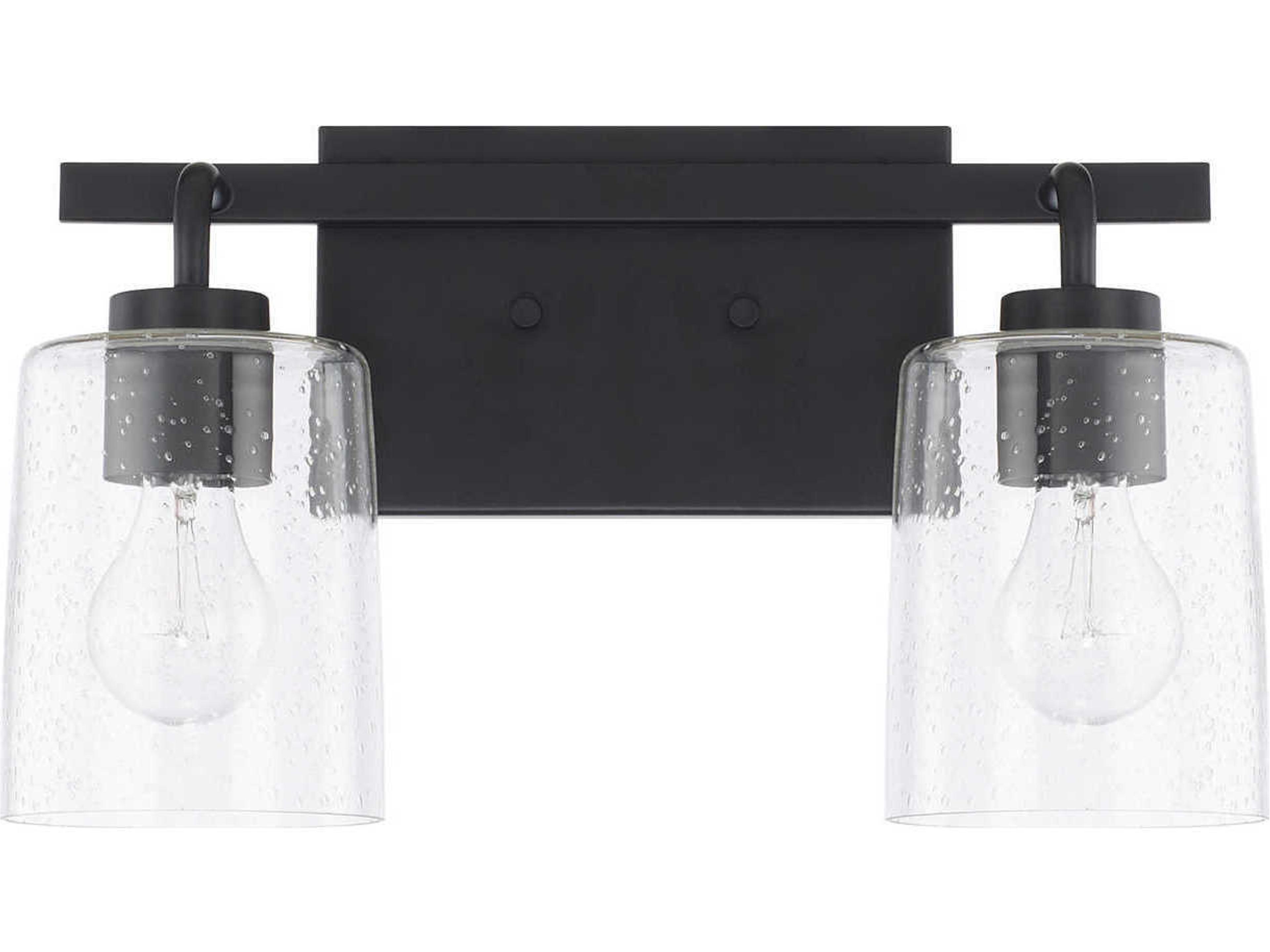 Greyson 2-Light Matte Black Glass Vanity Light