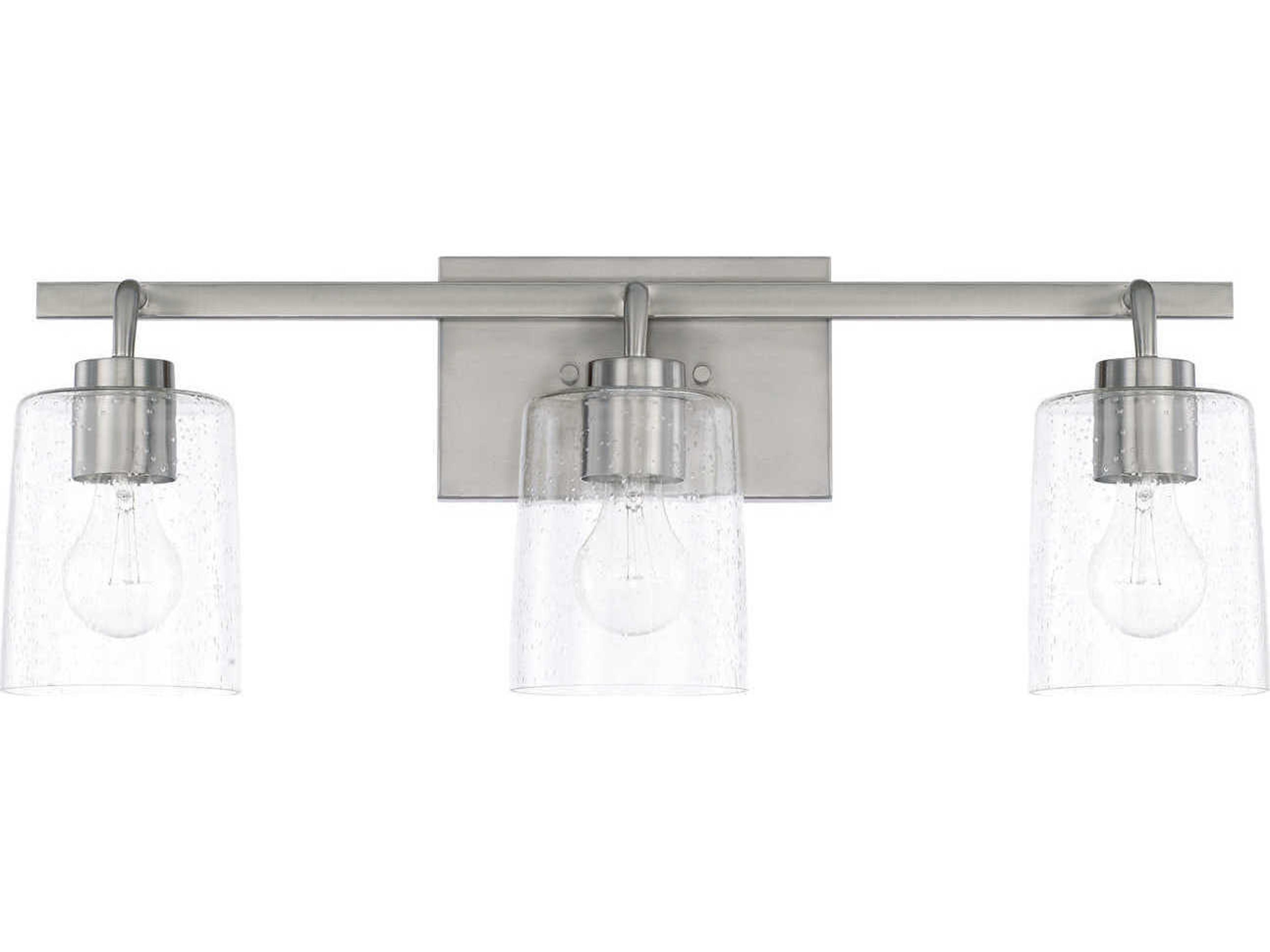 Greyson 3-Light Brushed Nickel Glass Vanity Light