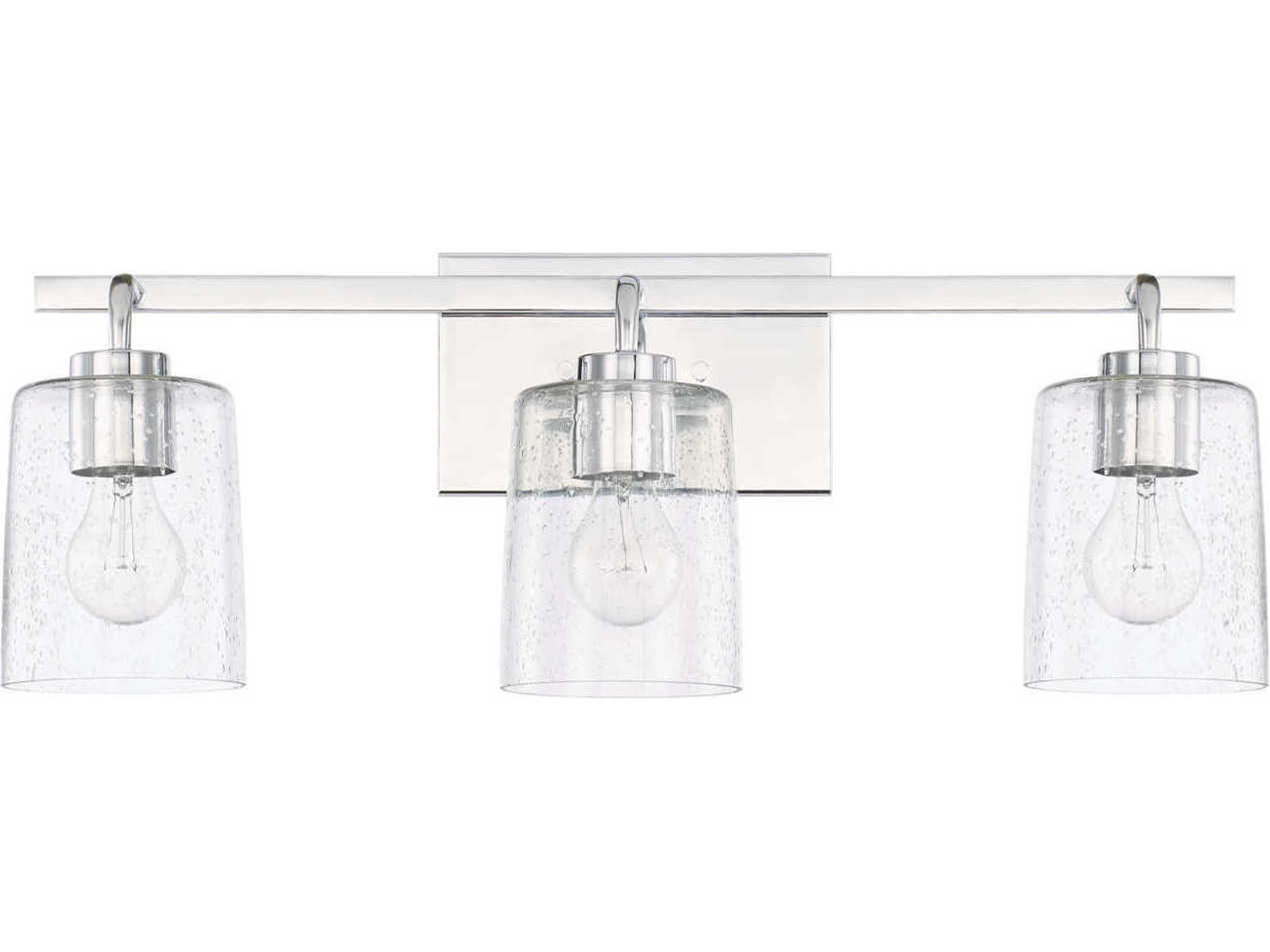 Greyson 3-Light Chrome Glass Vanity Light