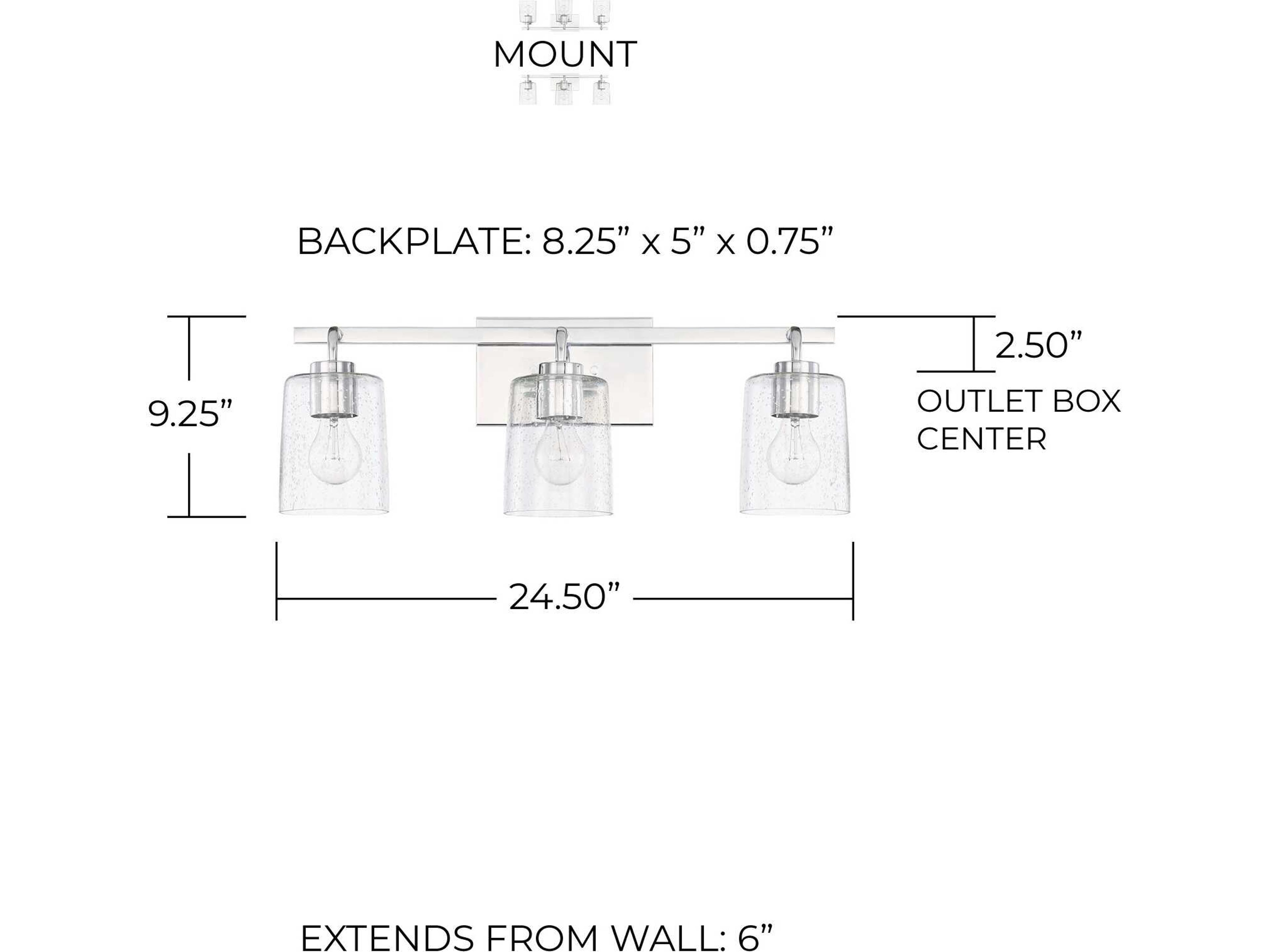 Capital Lighting Greyson 3-Light Chrome Glass Vanity Light