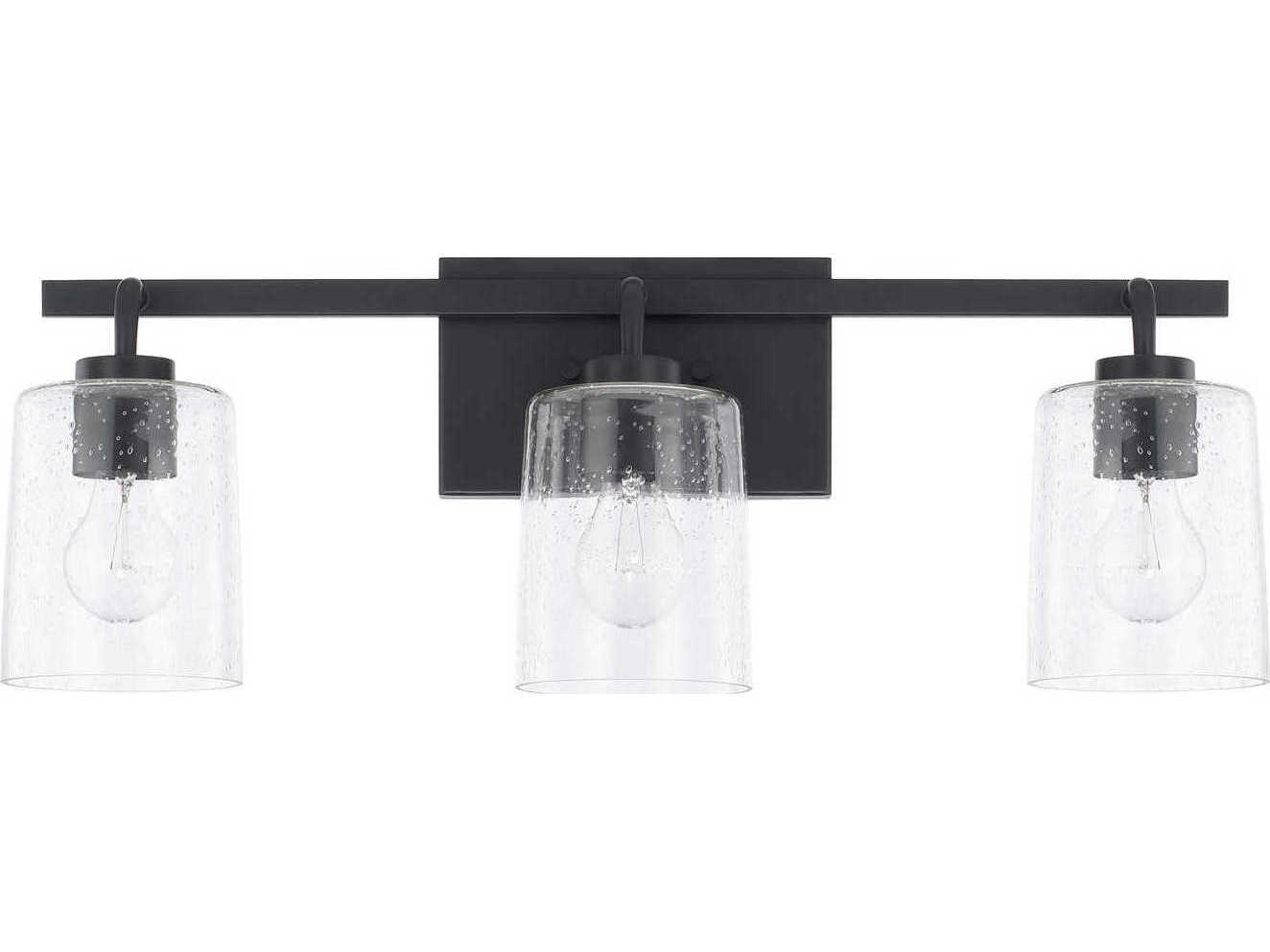 Greyson 3-Light Matte Black Glass Vanity Light