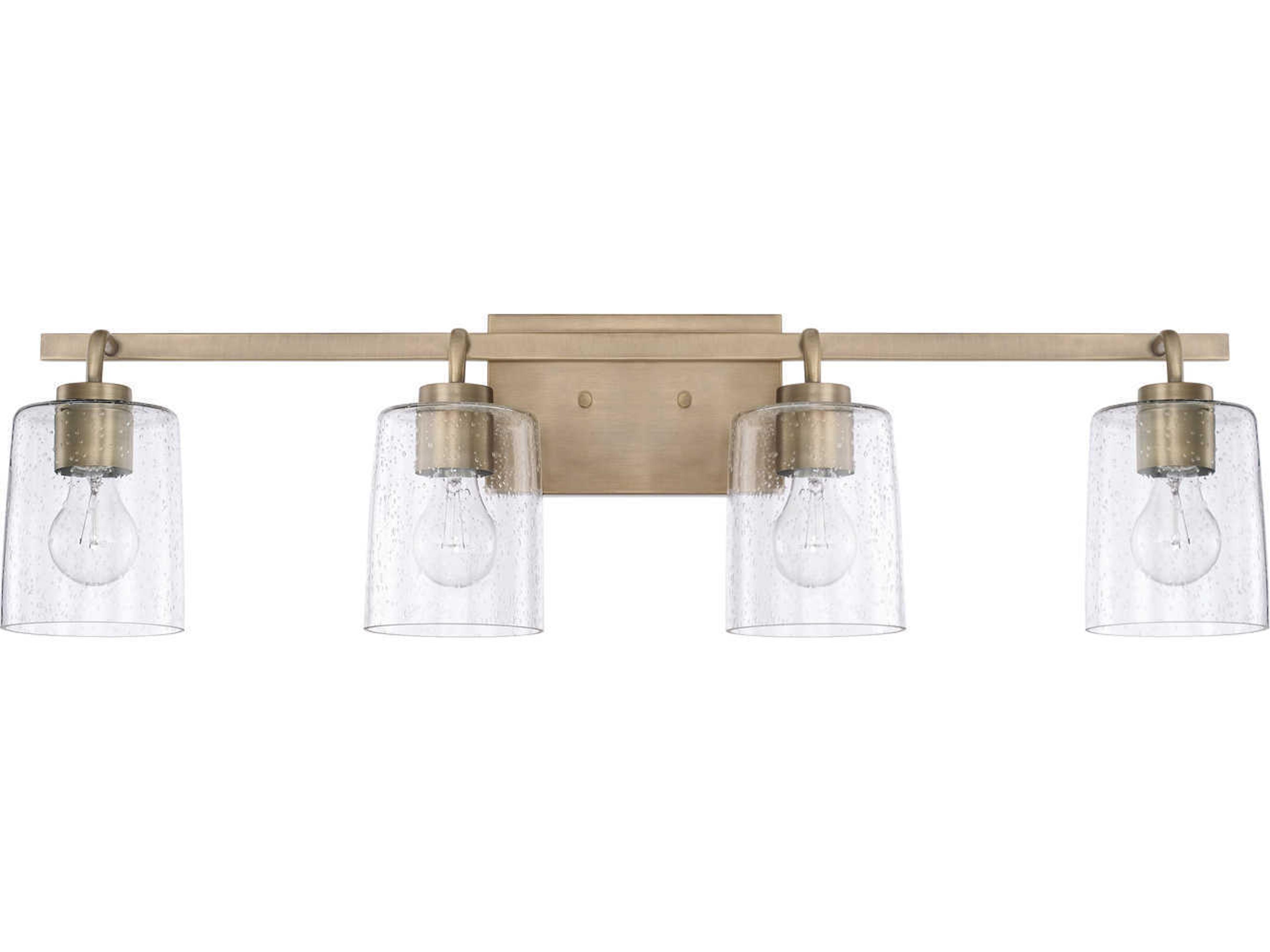 Greyson 4-Light Aged Brass Glass Vanity Light