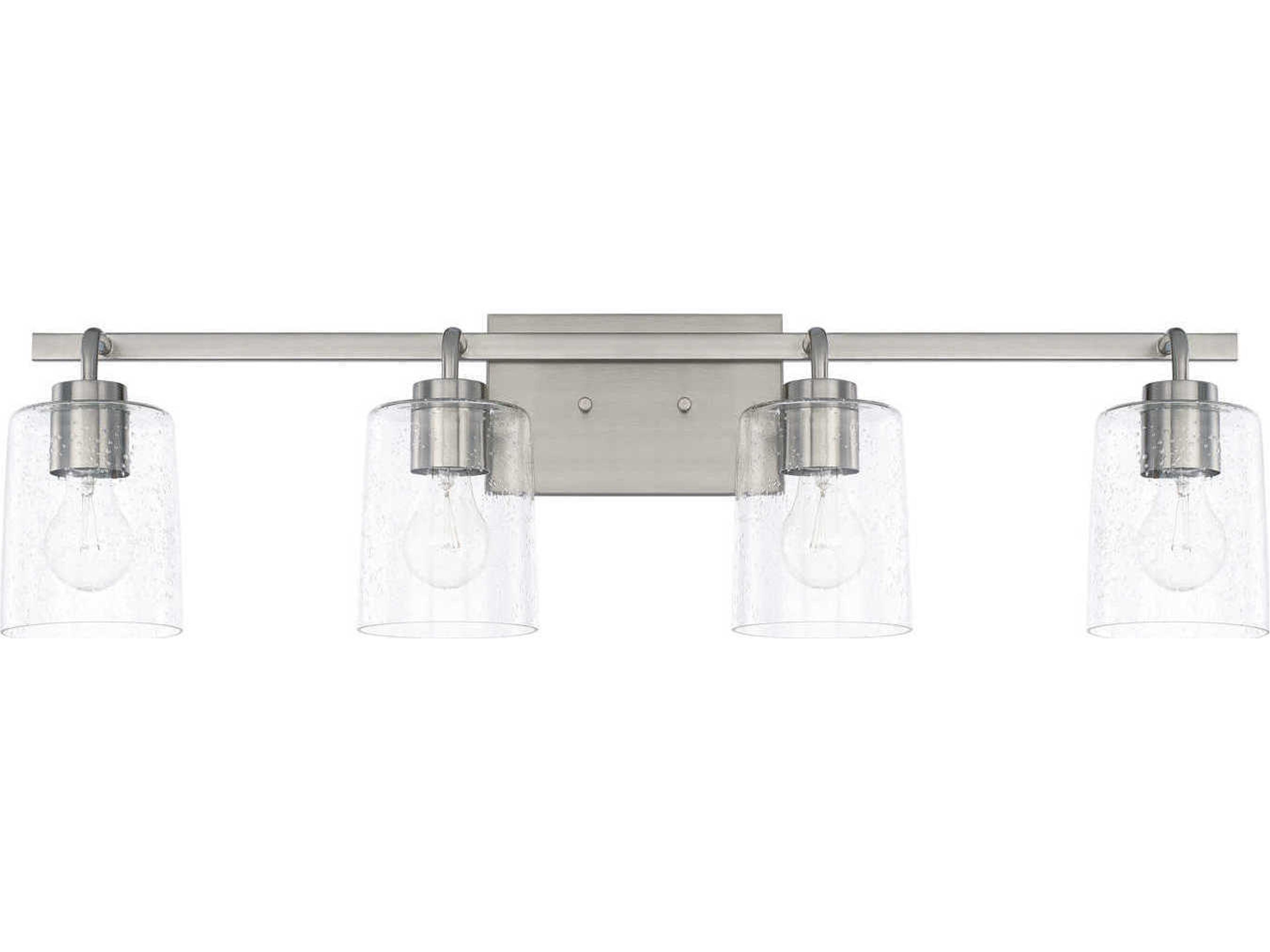 Greyson 4-Light Brushed Nickel Glass Vanity Light