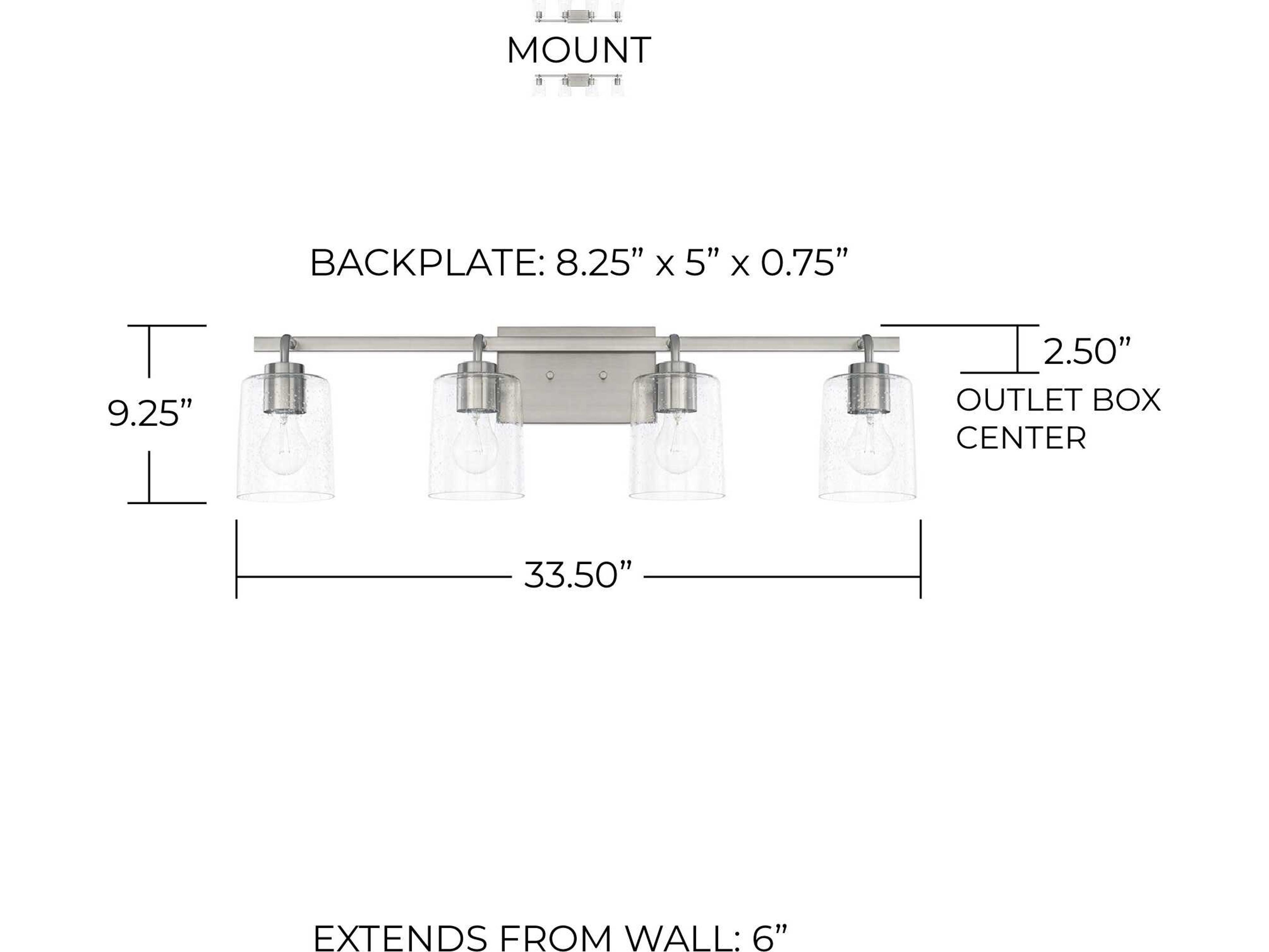 Capital Lighting Greyson 4-Light Brushed Nickel Glass Vanity Light