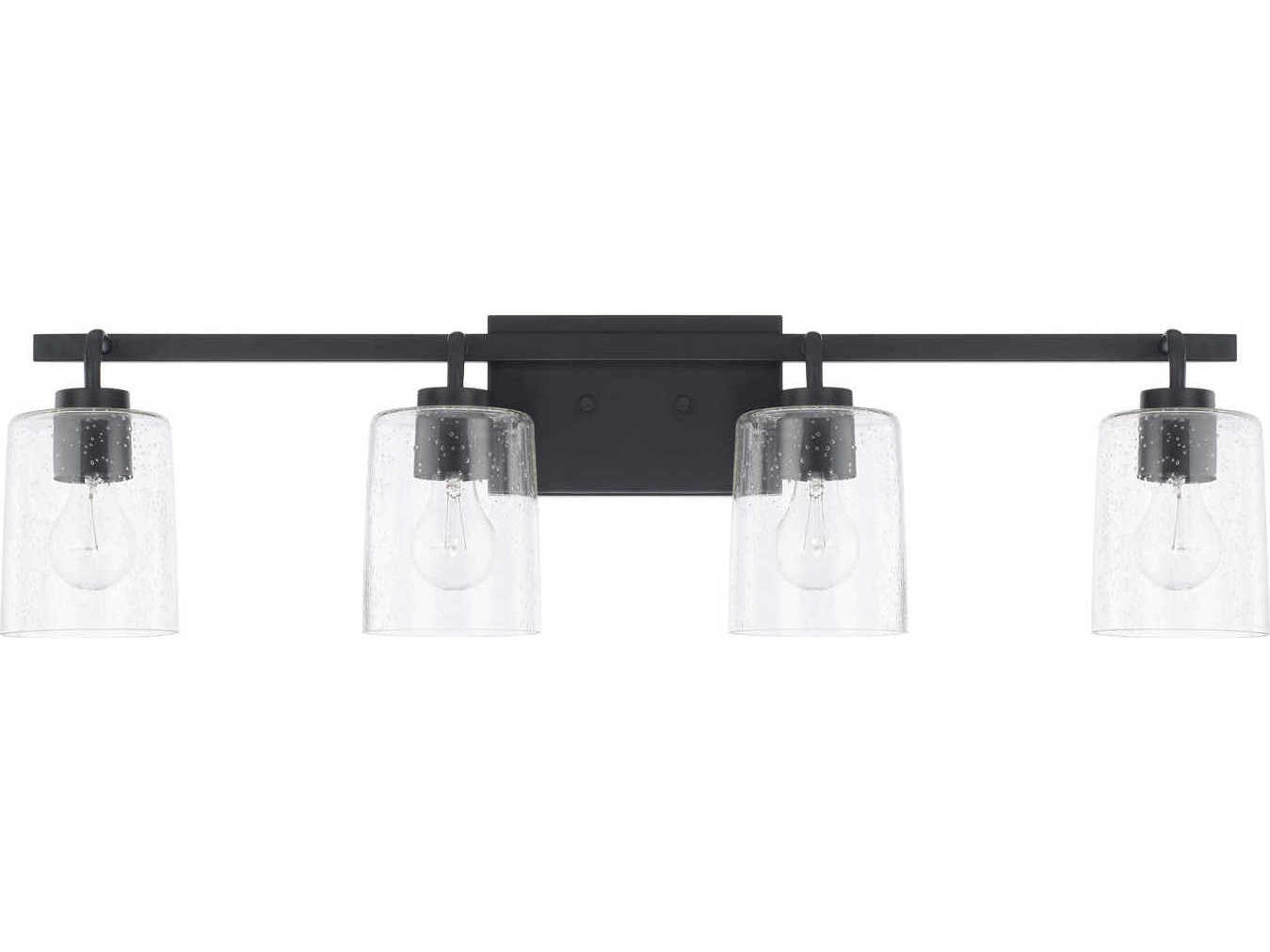 Greyson 4-Light Matte Black Glass Vanity Light