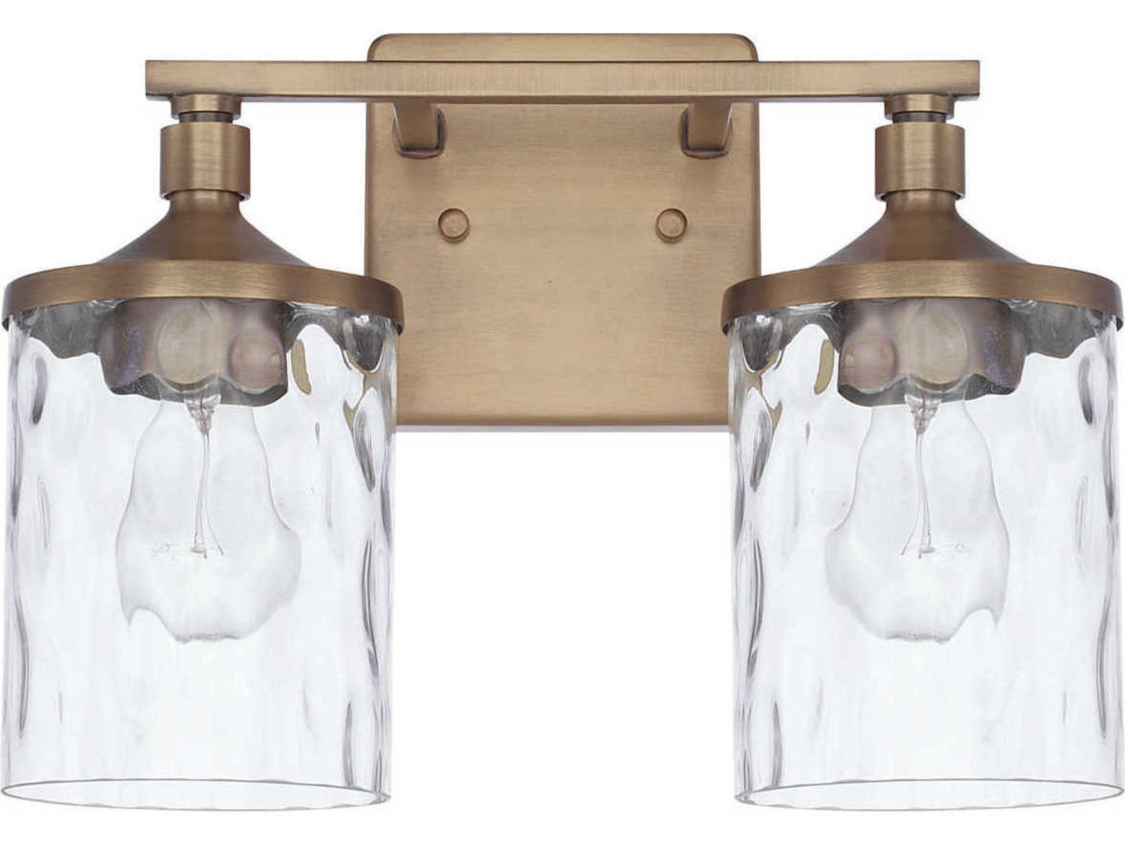 Colton 2-Light Aged Brass Glass Vanity Light