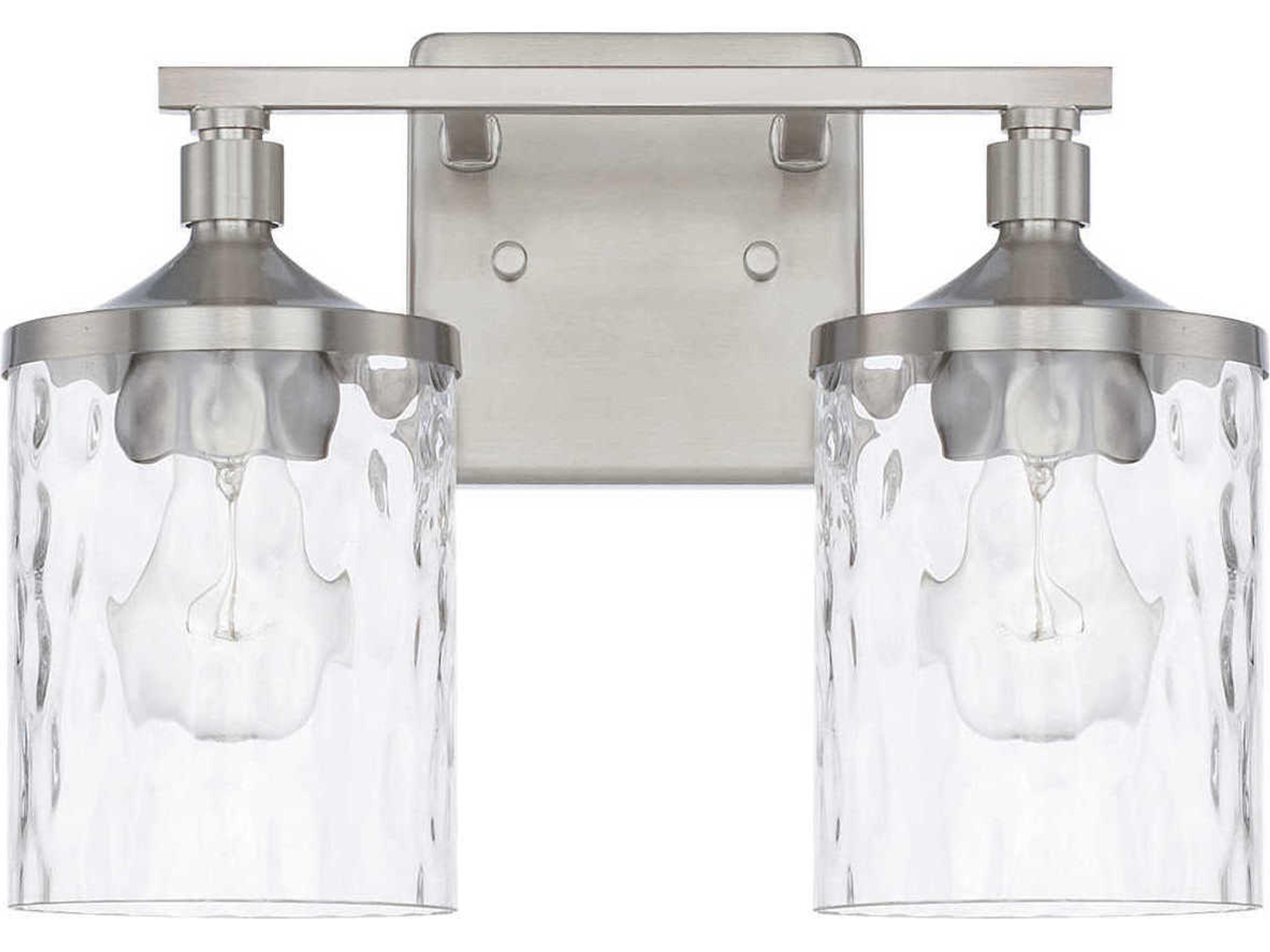 Colton 2-Light Brushed Nickel Glass Vanity Light