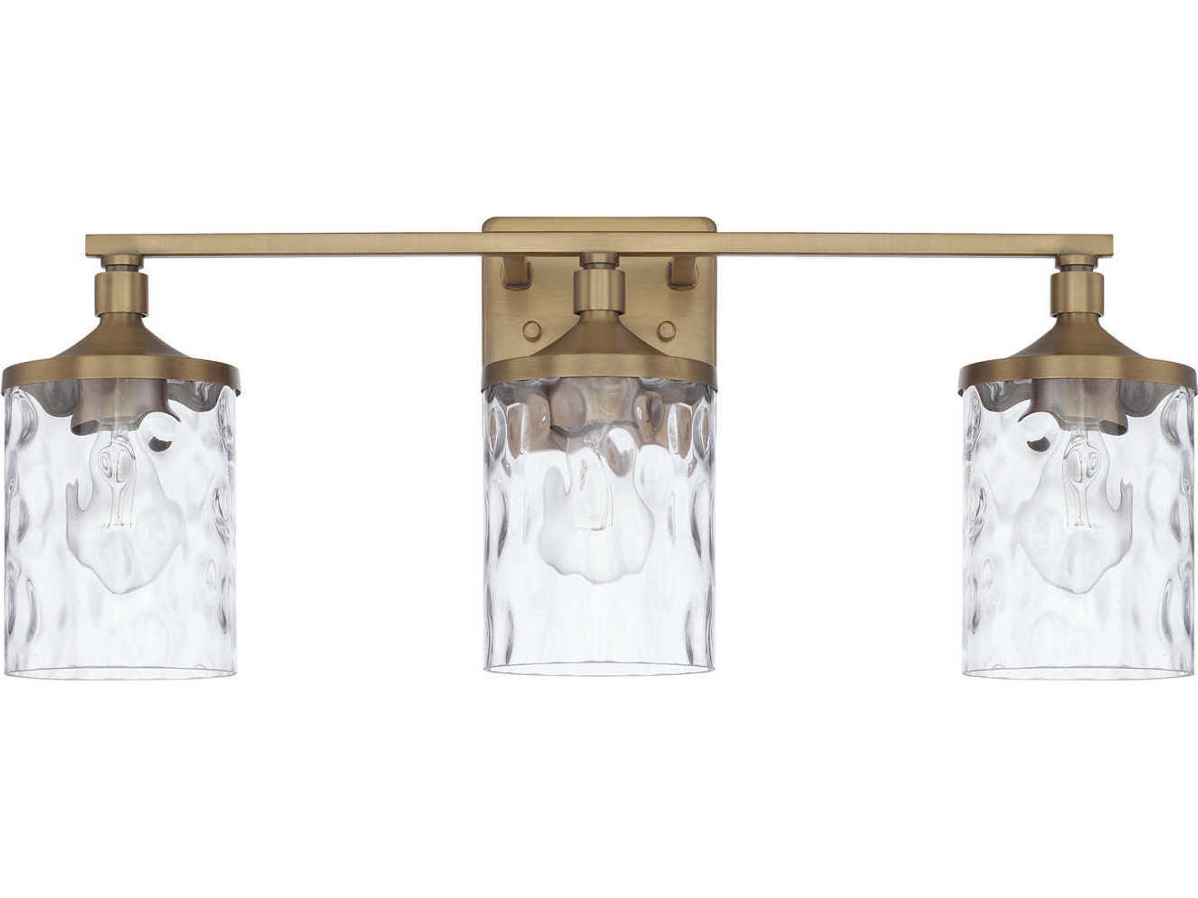 Colton 3-Light Aged Brass Glass Vanity Light