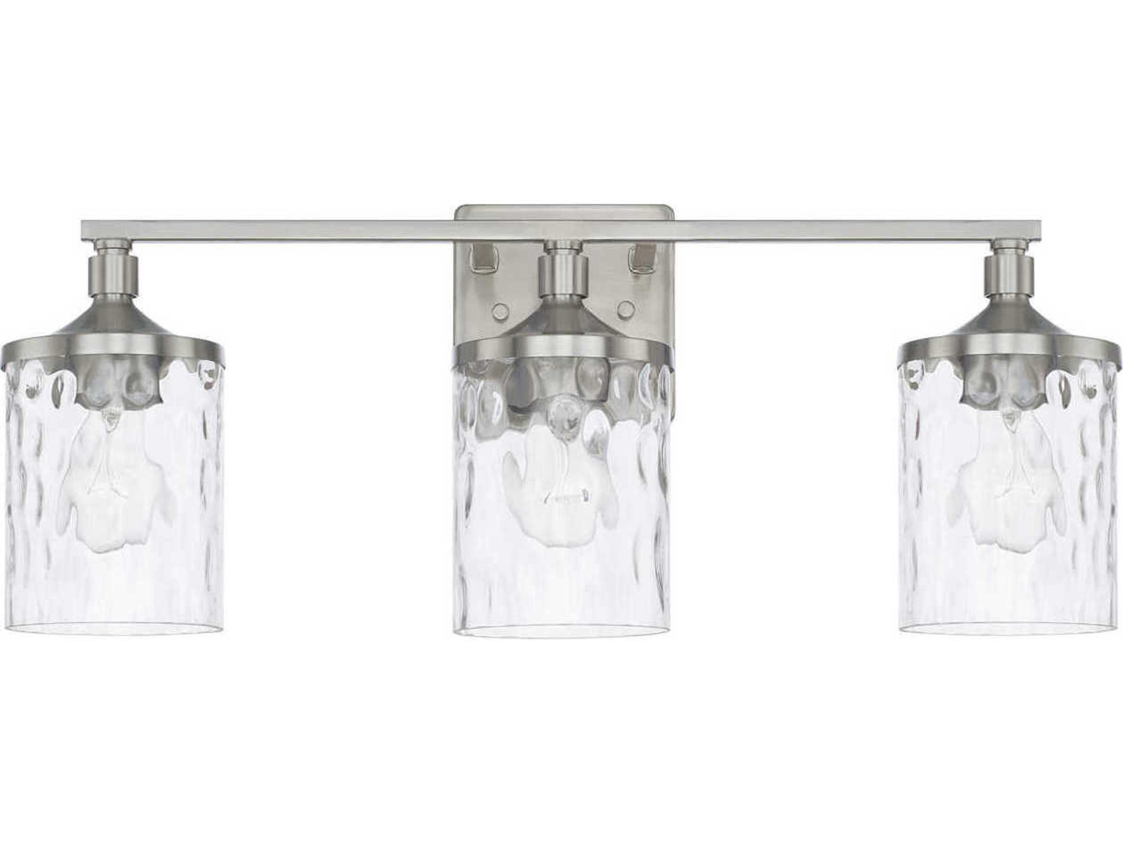 Colton 3-Light Brushed Nickel Glass Vanity Light