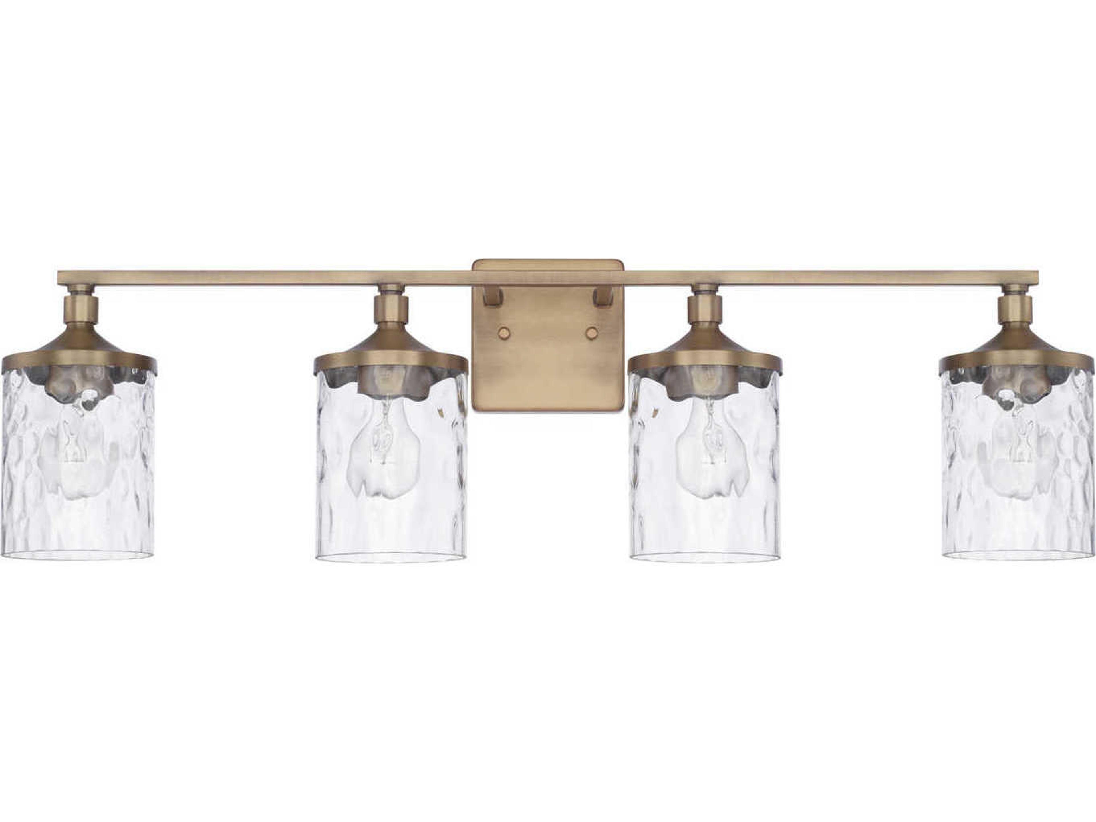 Colton 4-Light Aged Brass Glass Vanity Light