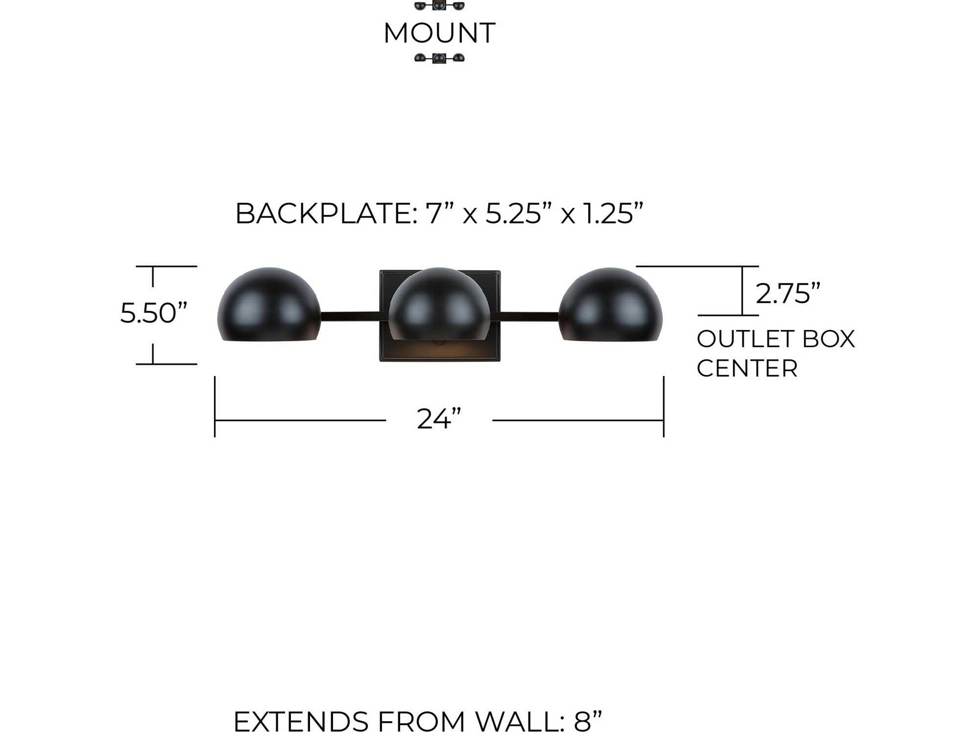 Capital Lighting Hadley 3-Light Matte Black Vanity Light