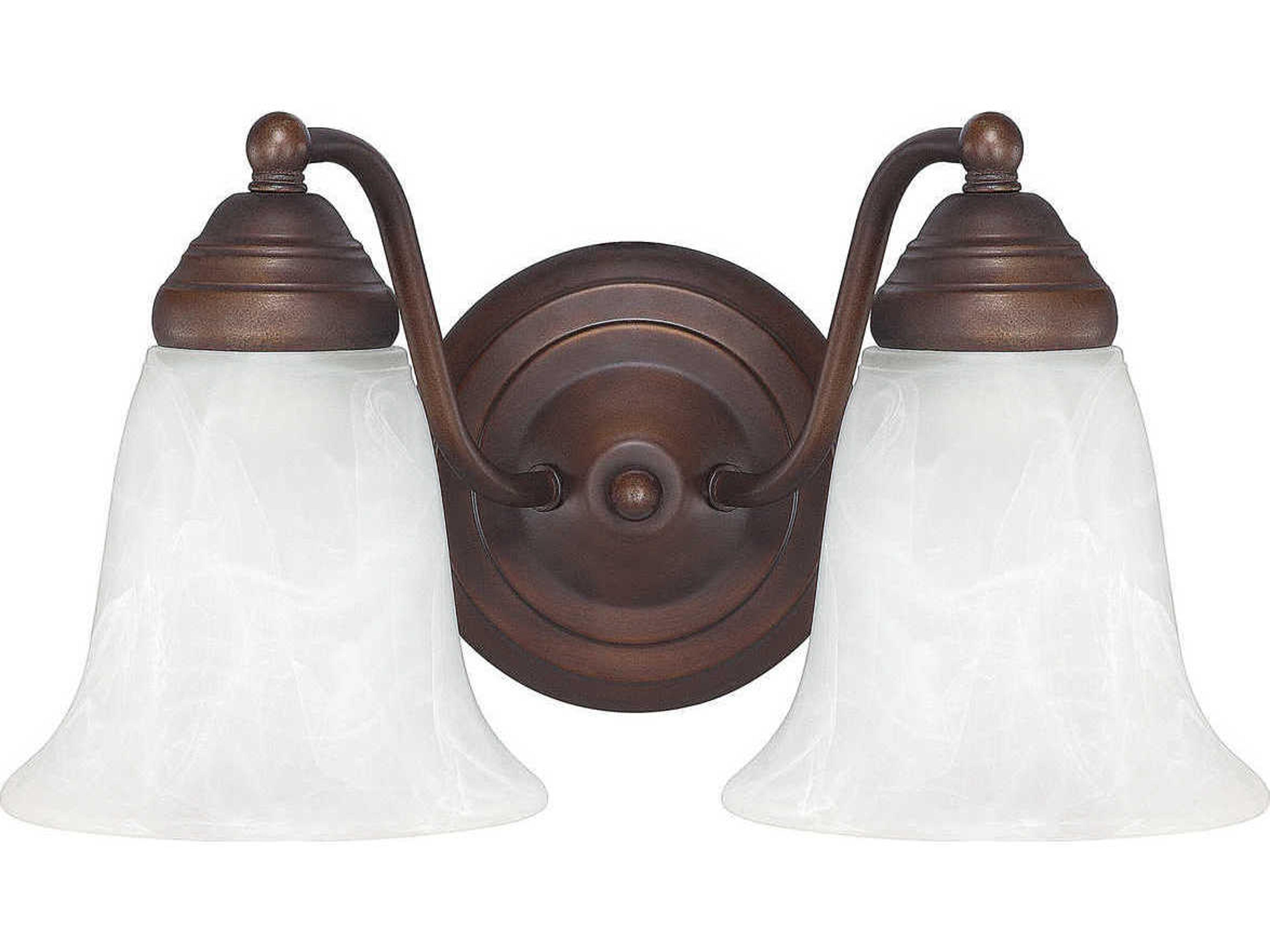 2-Light Burnished Bronze Glass Vanity Light