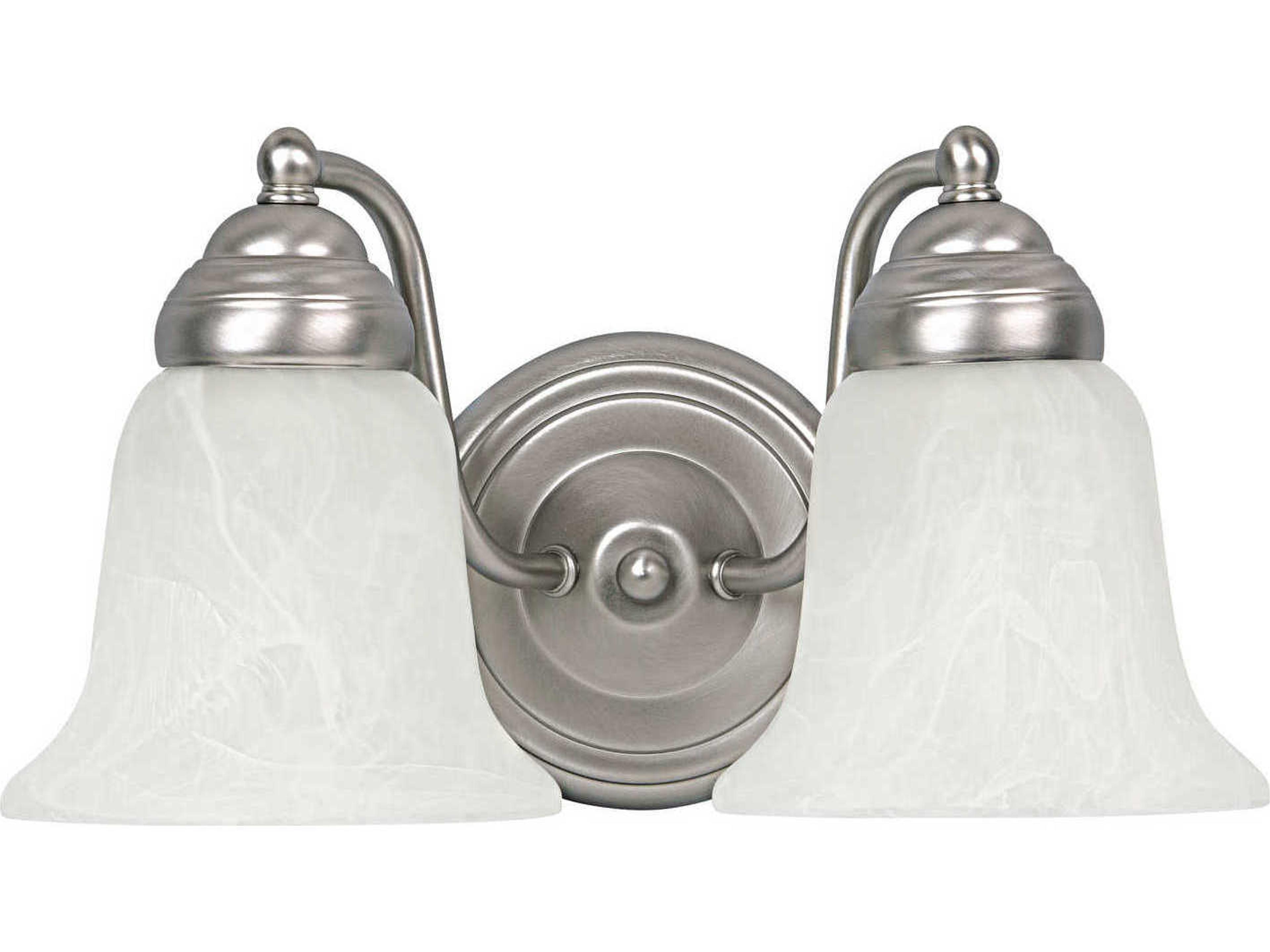 2-Light Matte Nickel Glass Vanity Light