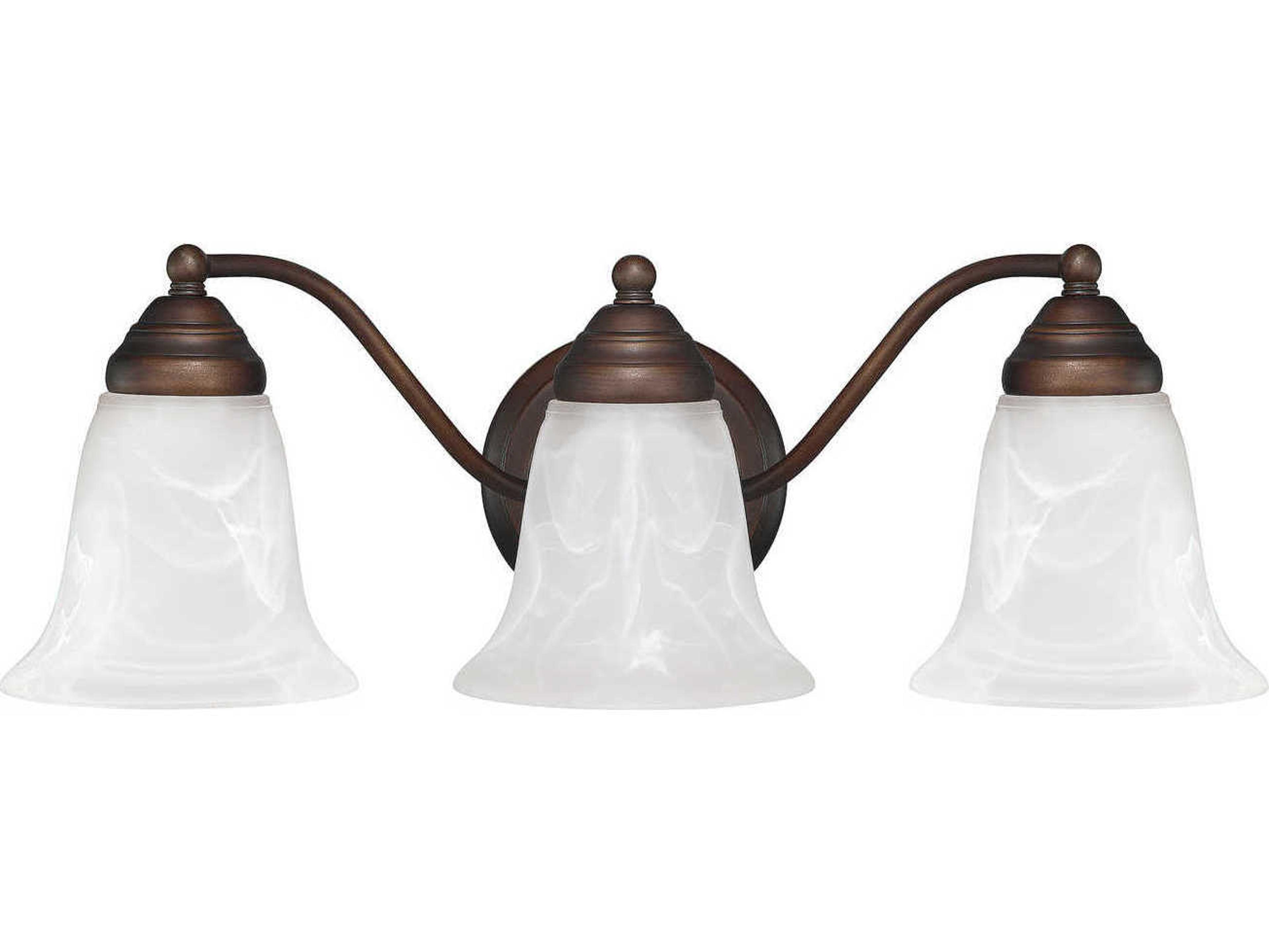 3-Light Burnished Bronze Glass Vanity Light